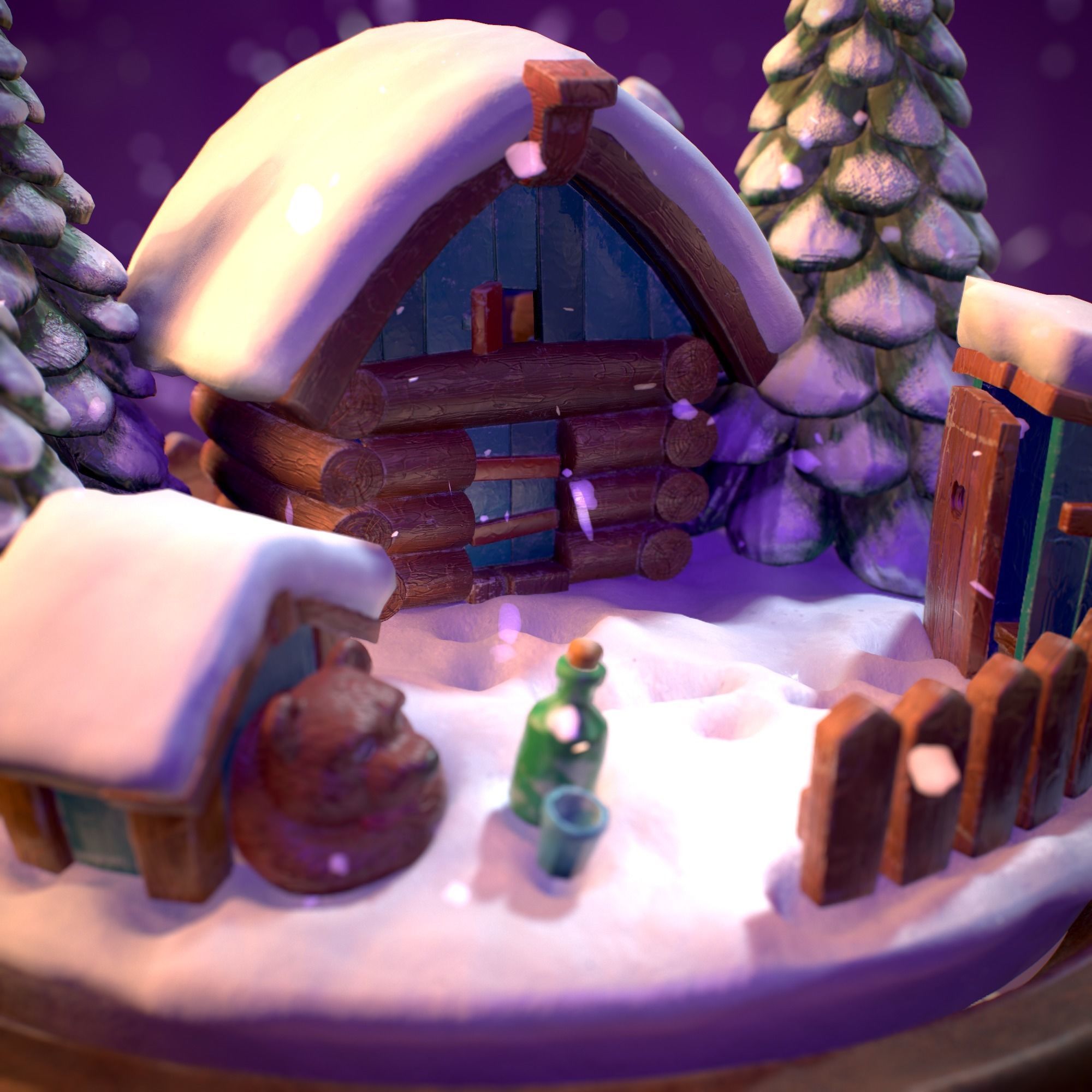 Snowglobe Christmas Low-poly 3D model_6