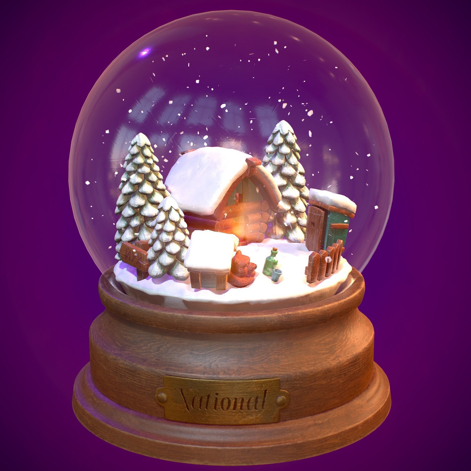 Snowglobe Christmas Low-poly 3D model_1