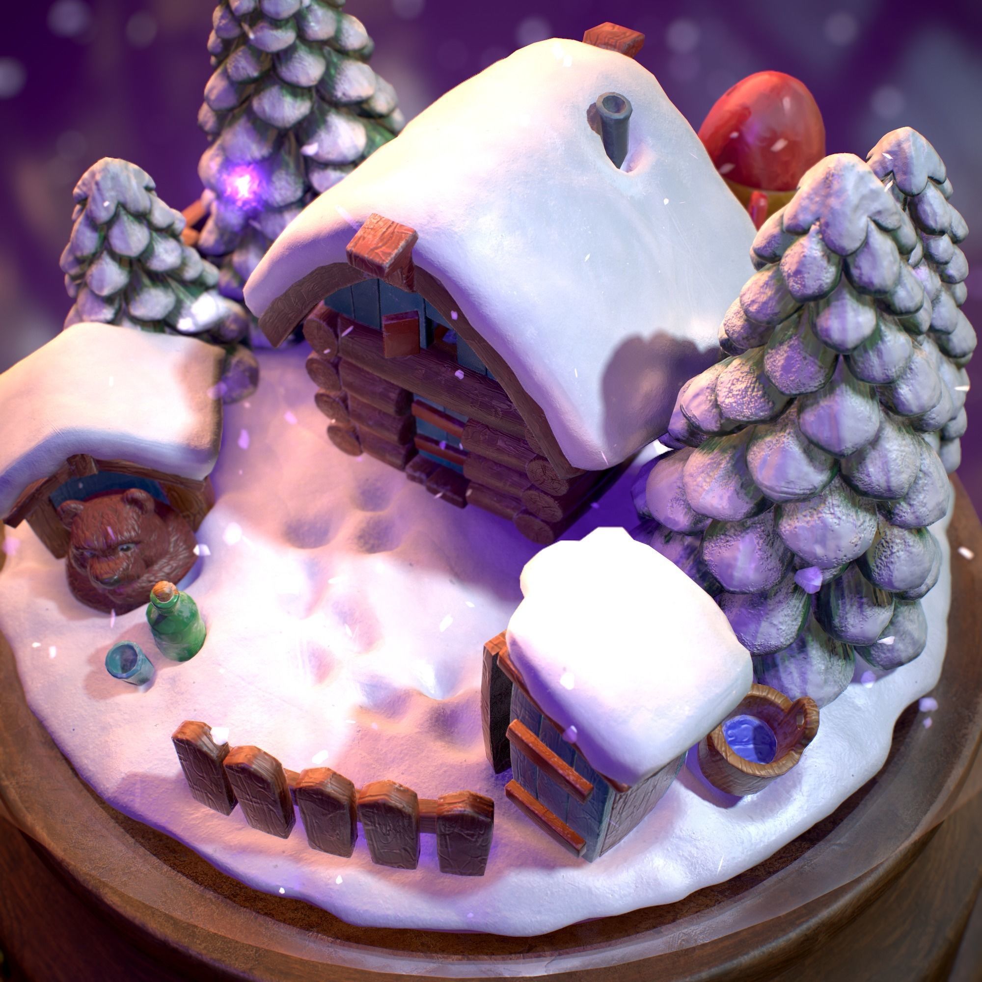 Snowglobe Christmas Low-poly 3D model_9