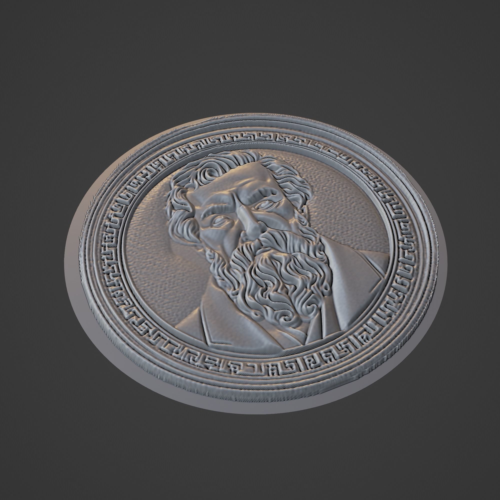 Schopenhauer Medallion 3D print model_1
