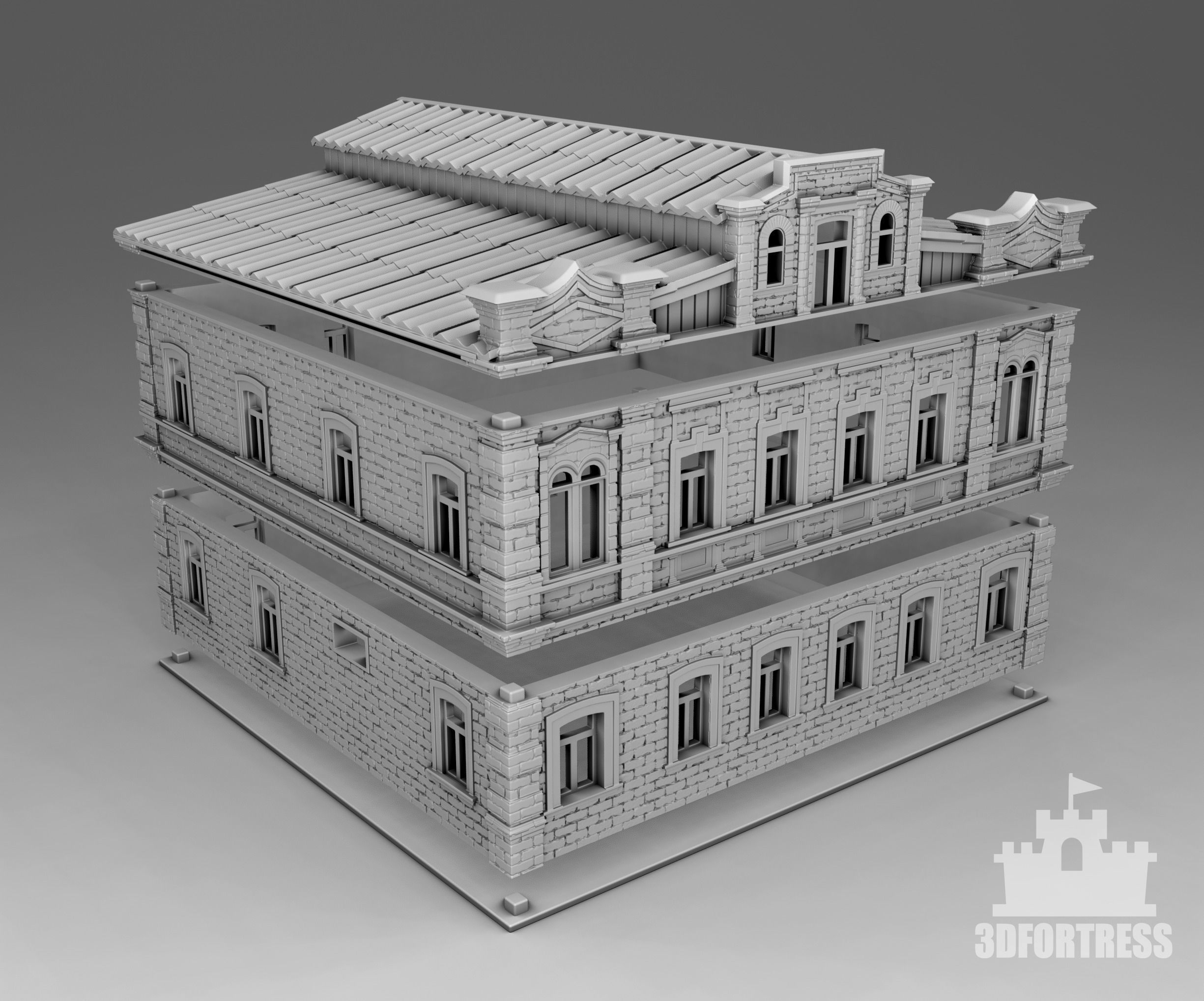 Stone building 1 3D print model_2