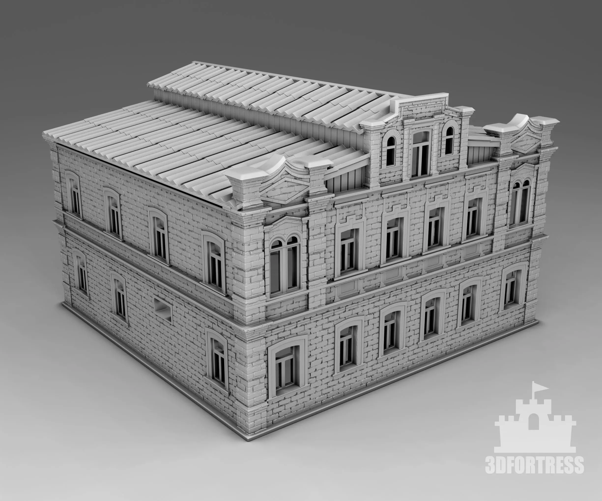 Stone building 1 3D print model_0