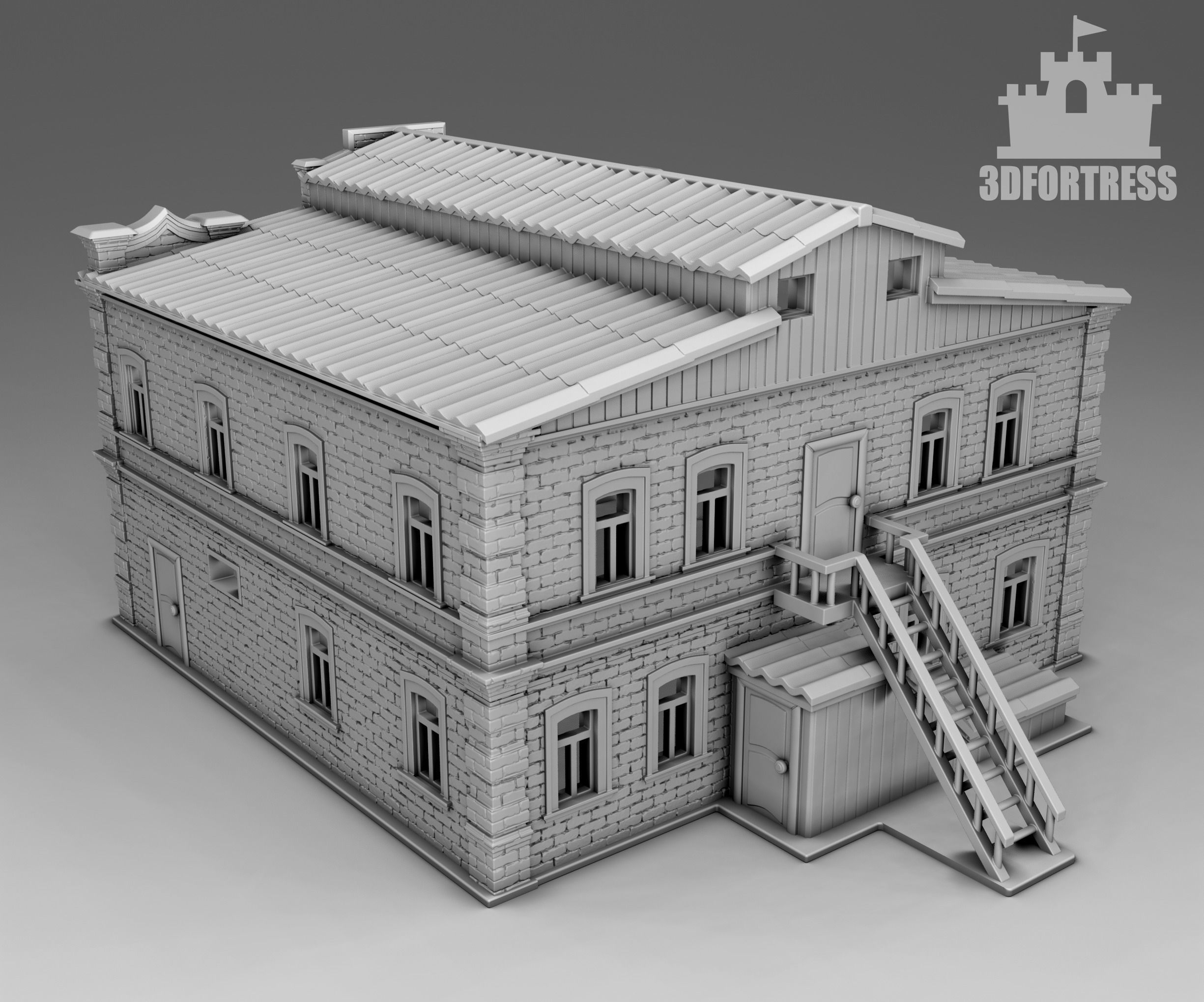 Stone building 1 3D print model_1