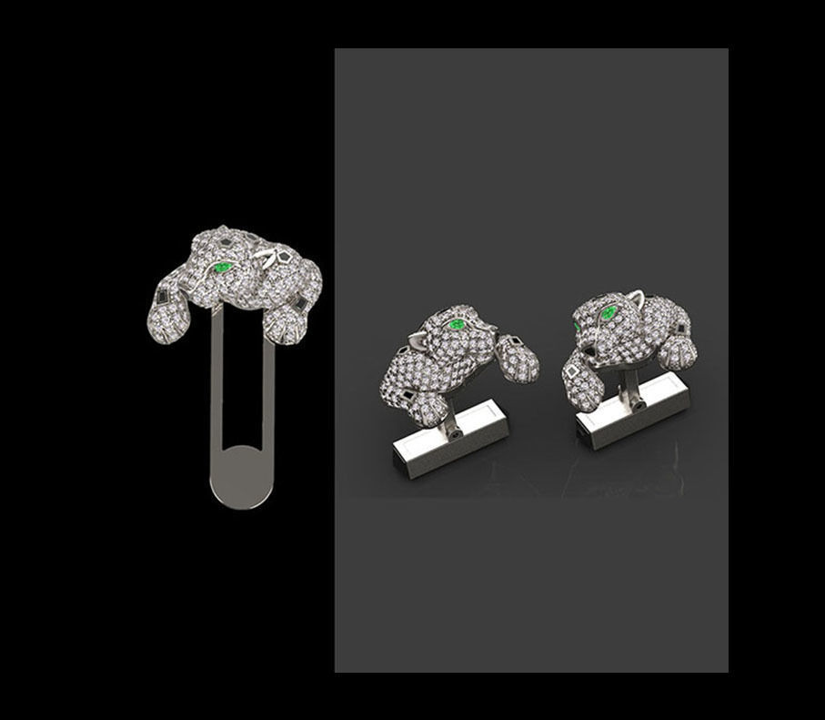 tie clip cufflinks 3D print model_30
