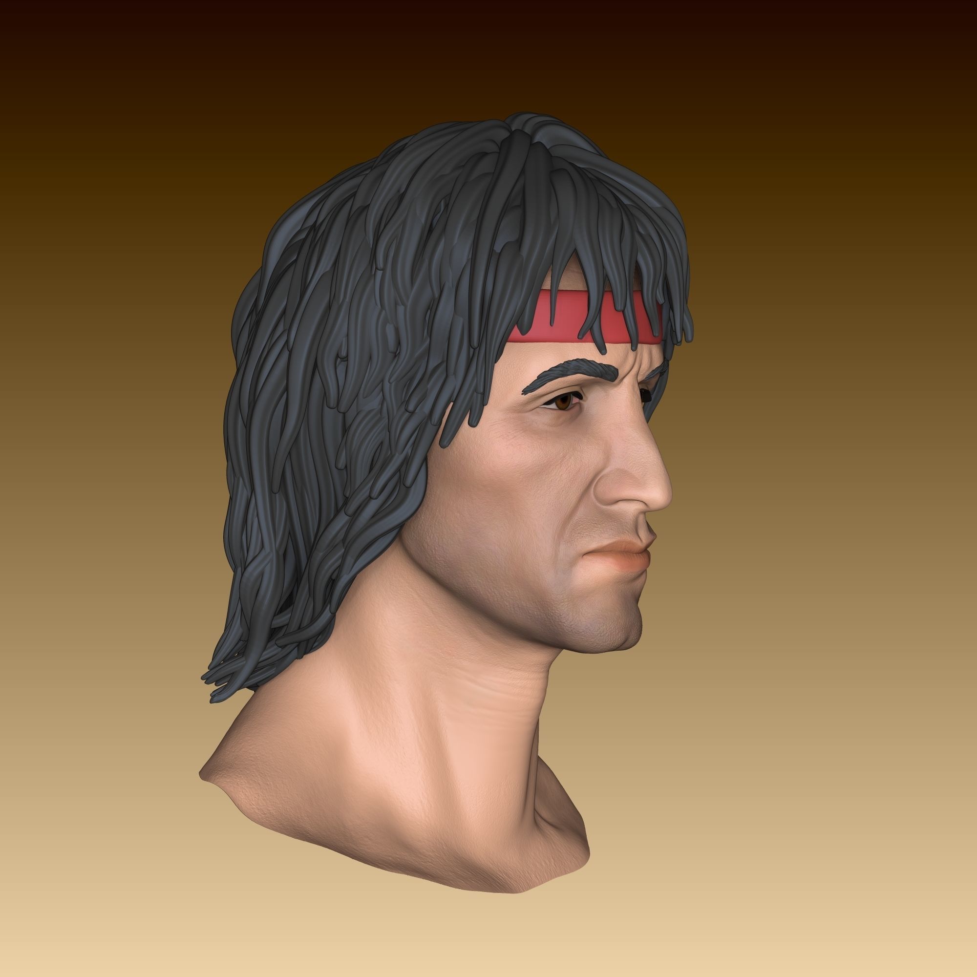 Sylvester Stallone Rambo Head 3D print model_1