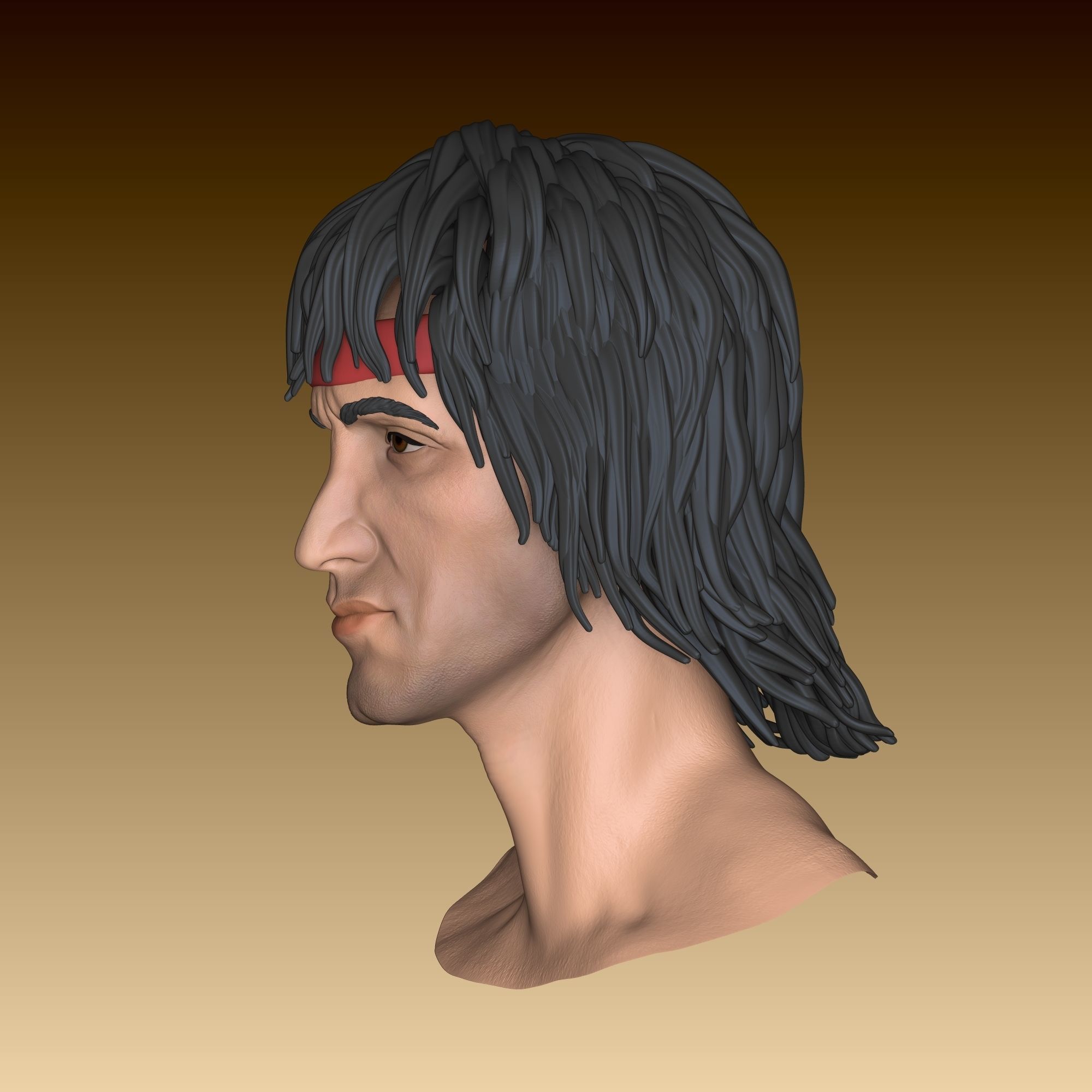 Sylvester Stallone Rambo Head 3D print model_3