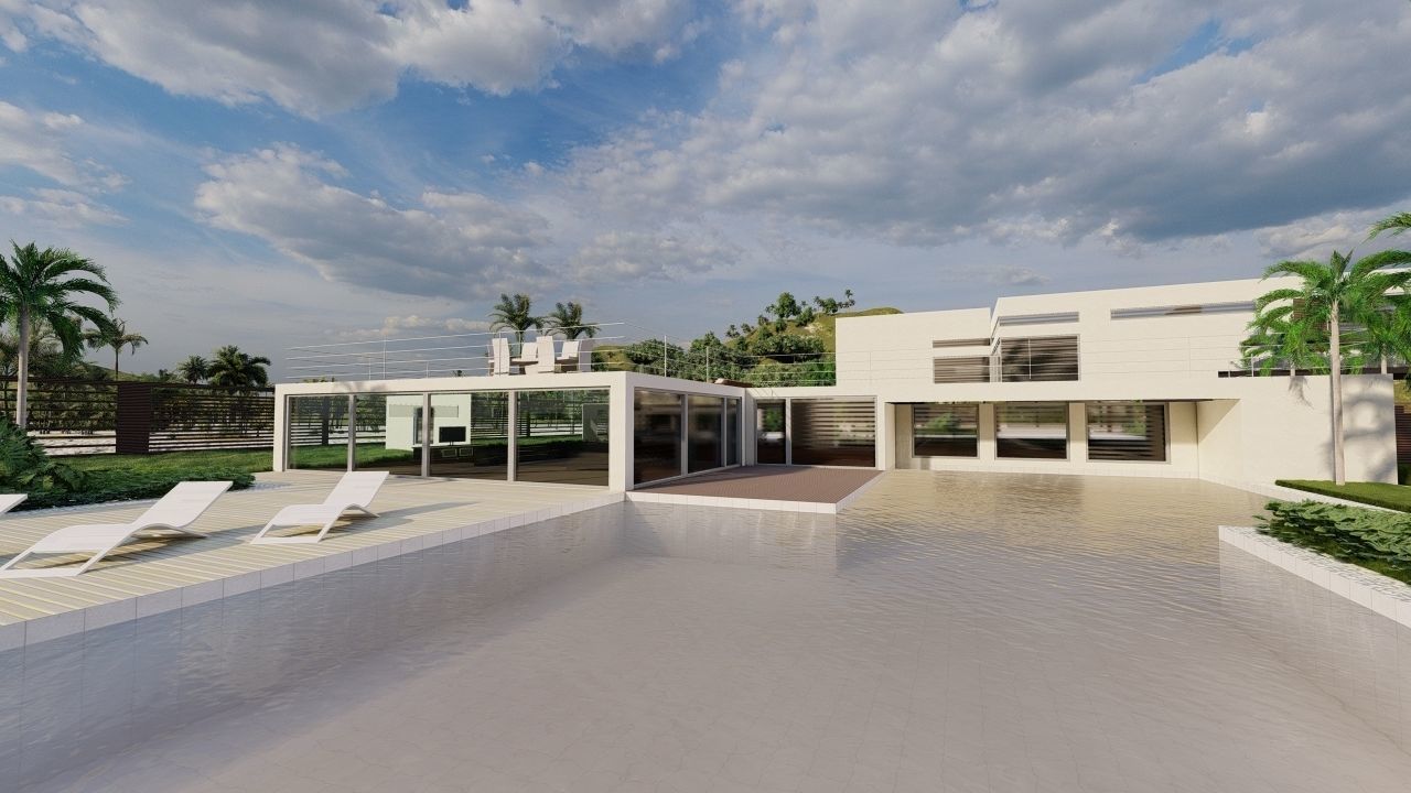 Casa Scene-villa-modern house 3D model_1