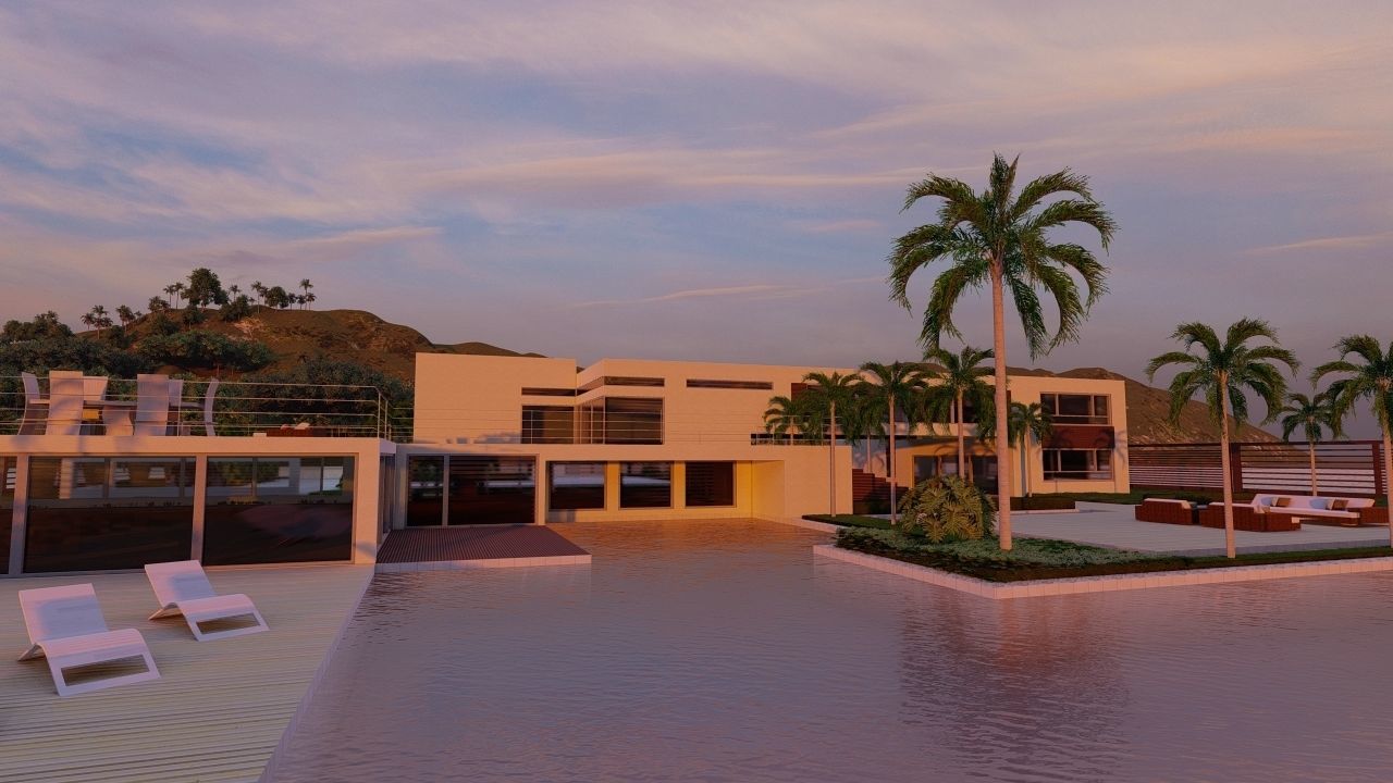 Casa Scene-villa-modern house 3D model_3