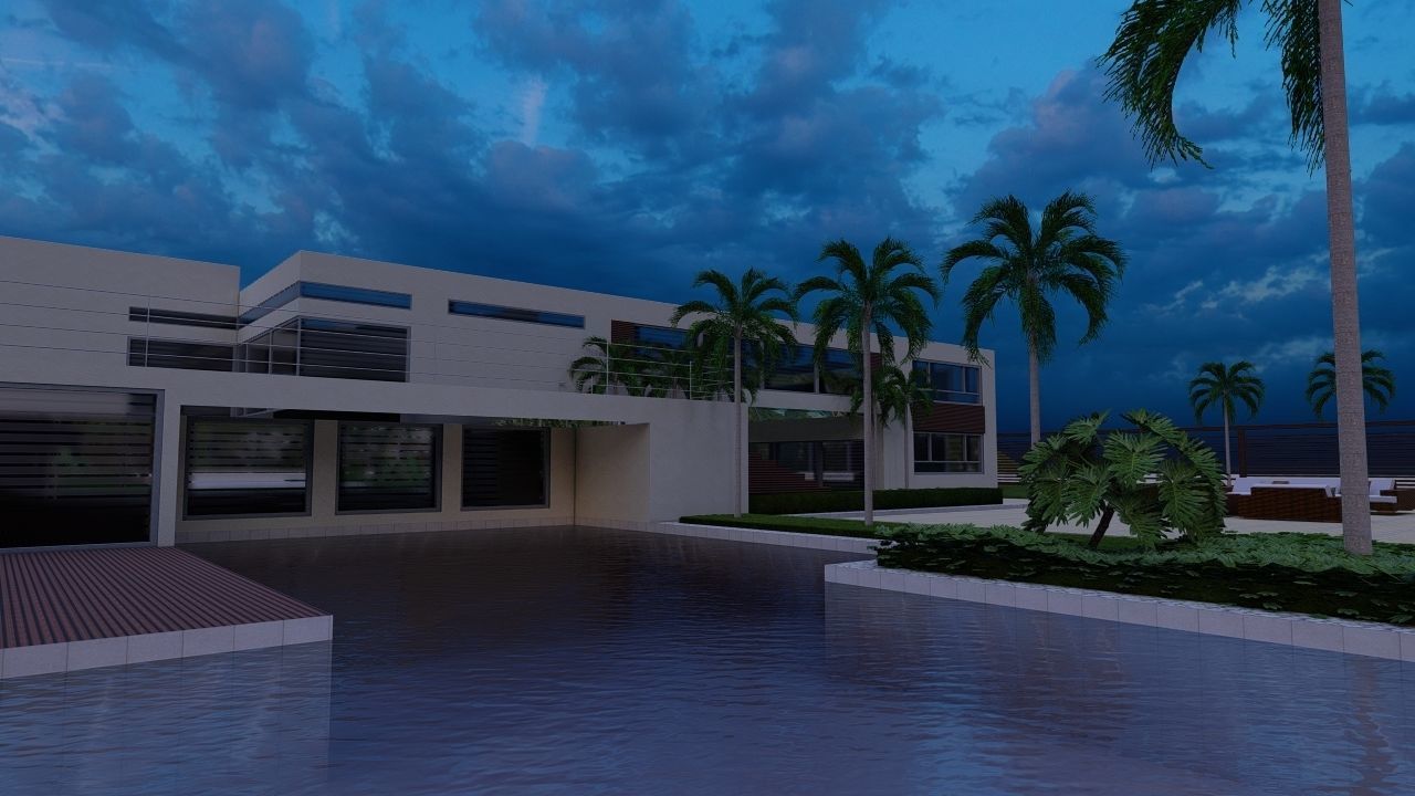 Casa Scene-villa-modern house 3D model_4