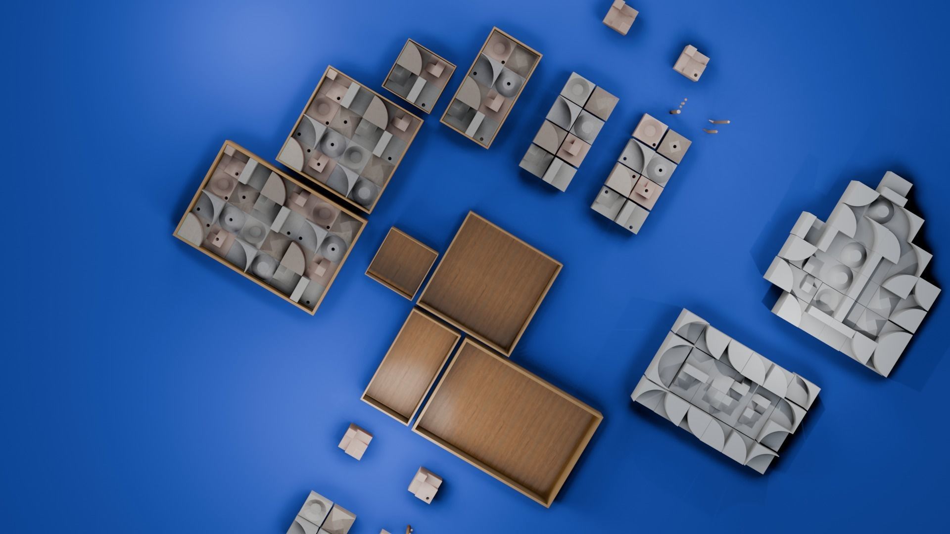 Modular Modern Art Sculpture Concept Golf Creator Kit Low-poly 3D model_11