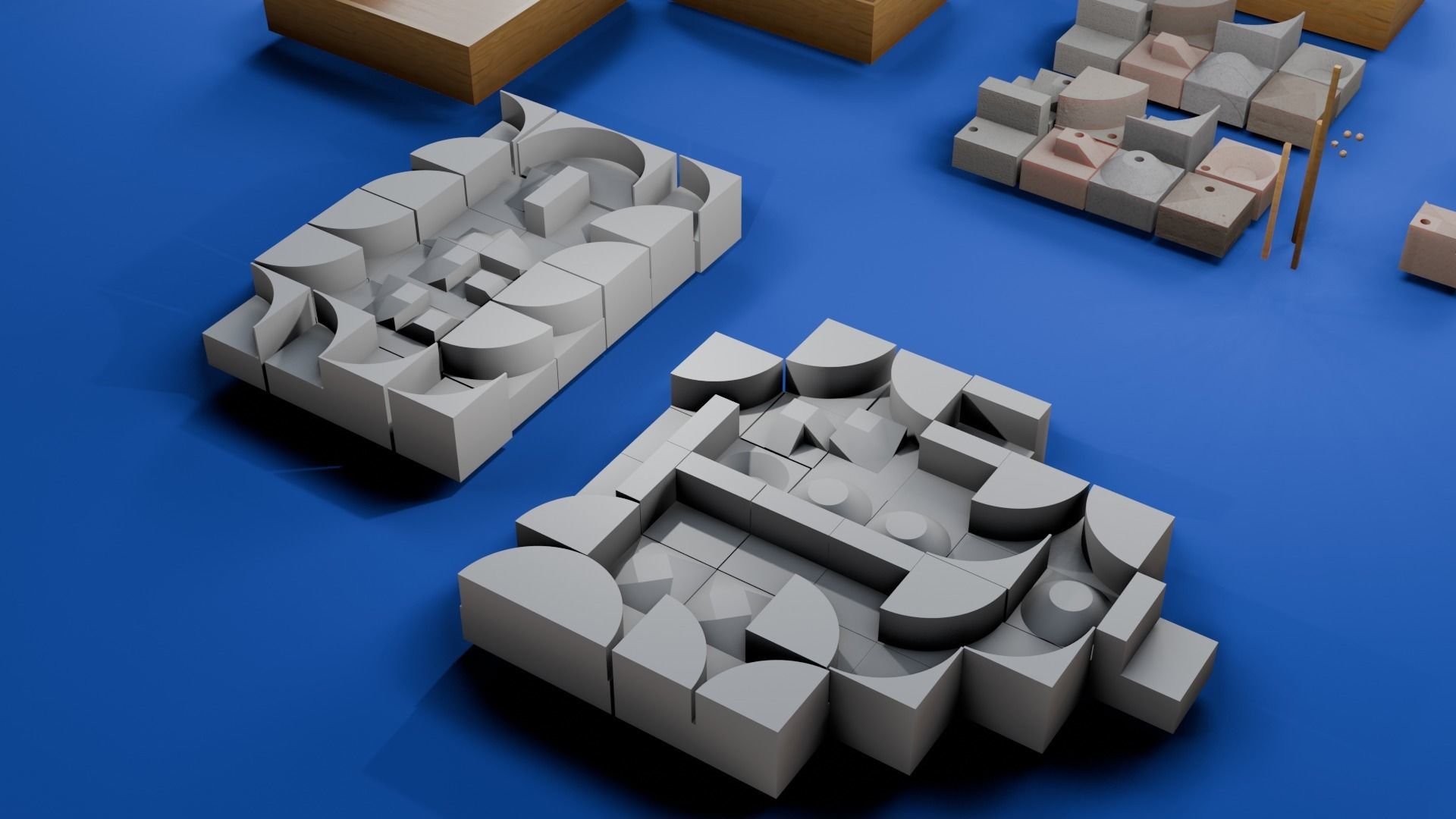 Modular Modern Art Sculpture Concept Golf Creator Kit Low-poly 3D model_4