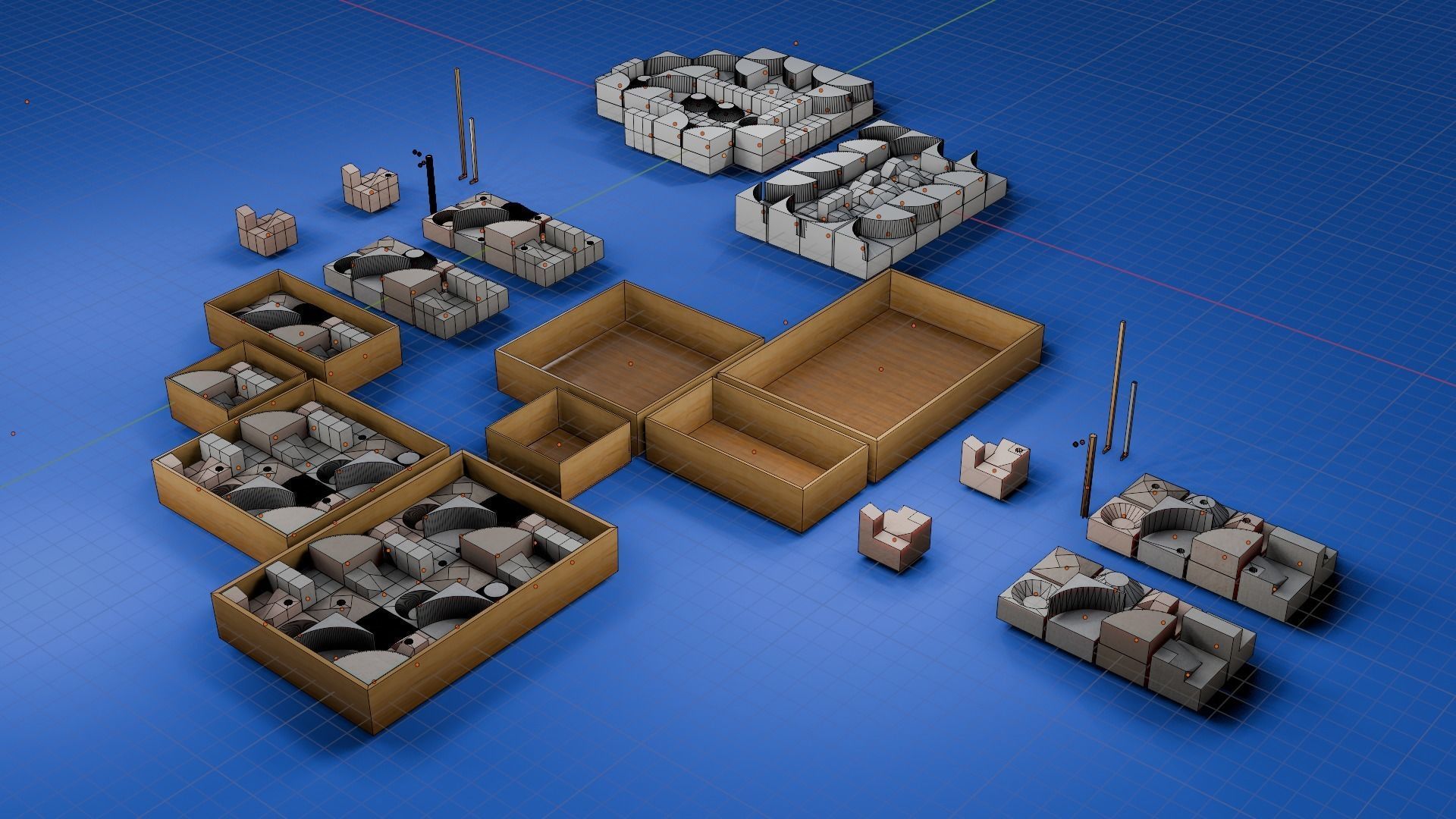 Modular Modern Art Sculpture Concept Golf Creator Kit Low-poly 3D model_7