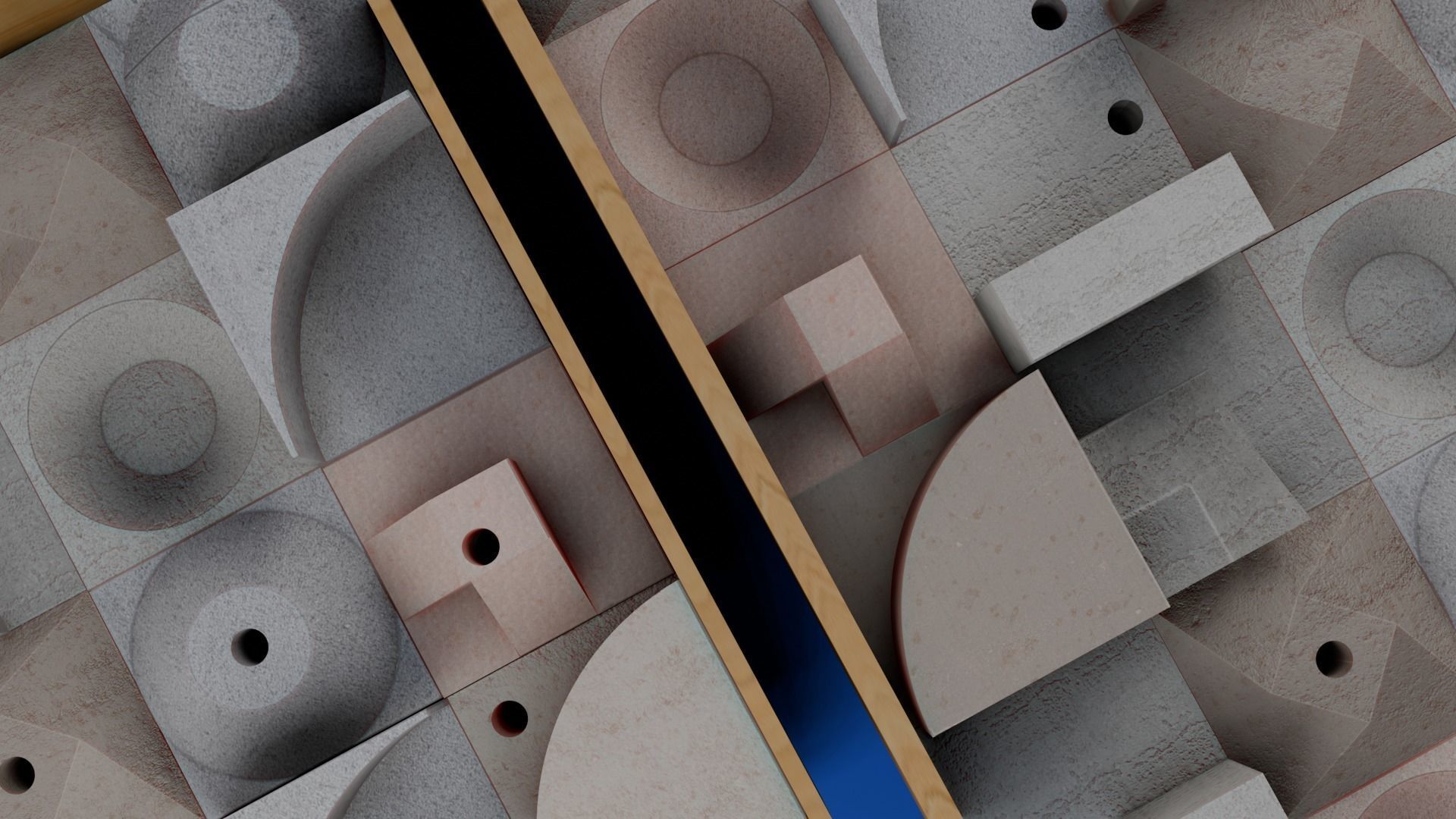 Modular Modern Art Sculpture Concept Golf Creator Kit Low-poly 3D model_8