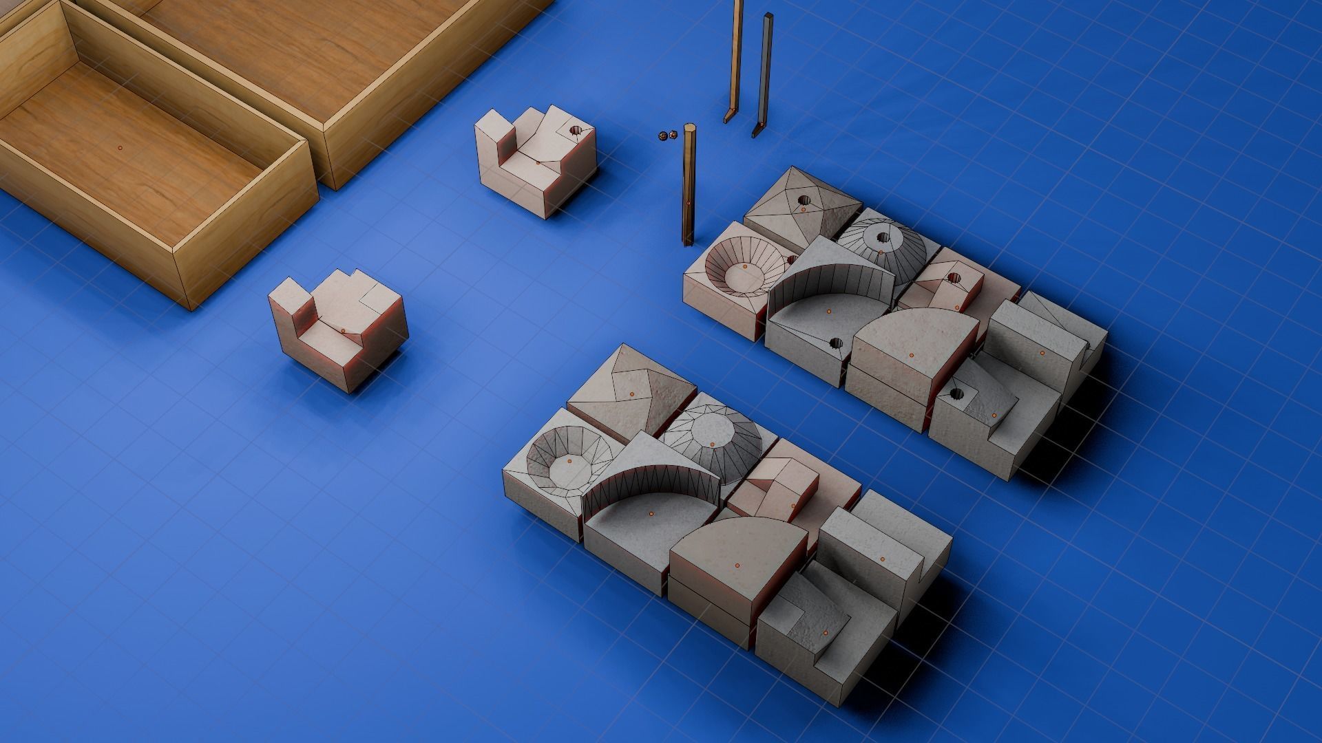 Modular Modern Art Sculpture Concept Golf Creator Kit Low-poly 3D model_12