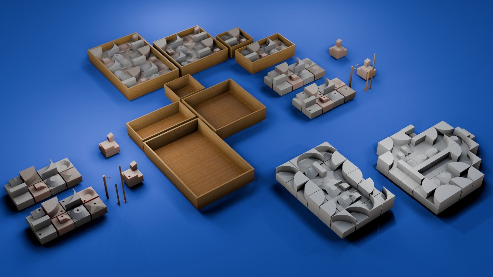 Modular Modern Art Sculpture Concept Golf Creator Kit Low-poly 3D model_5