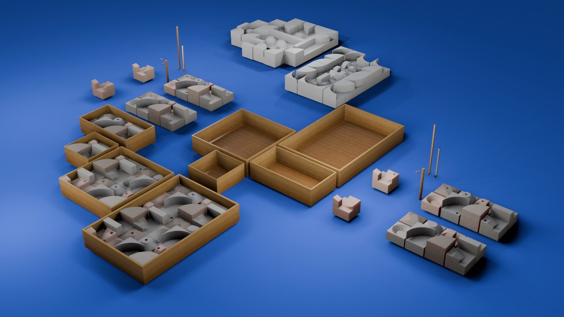 Modular Modern Art Sculpture Concept Golf Creator Kit Low-poly 3D model_6