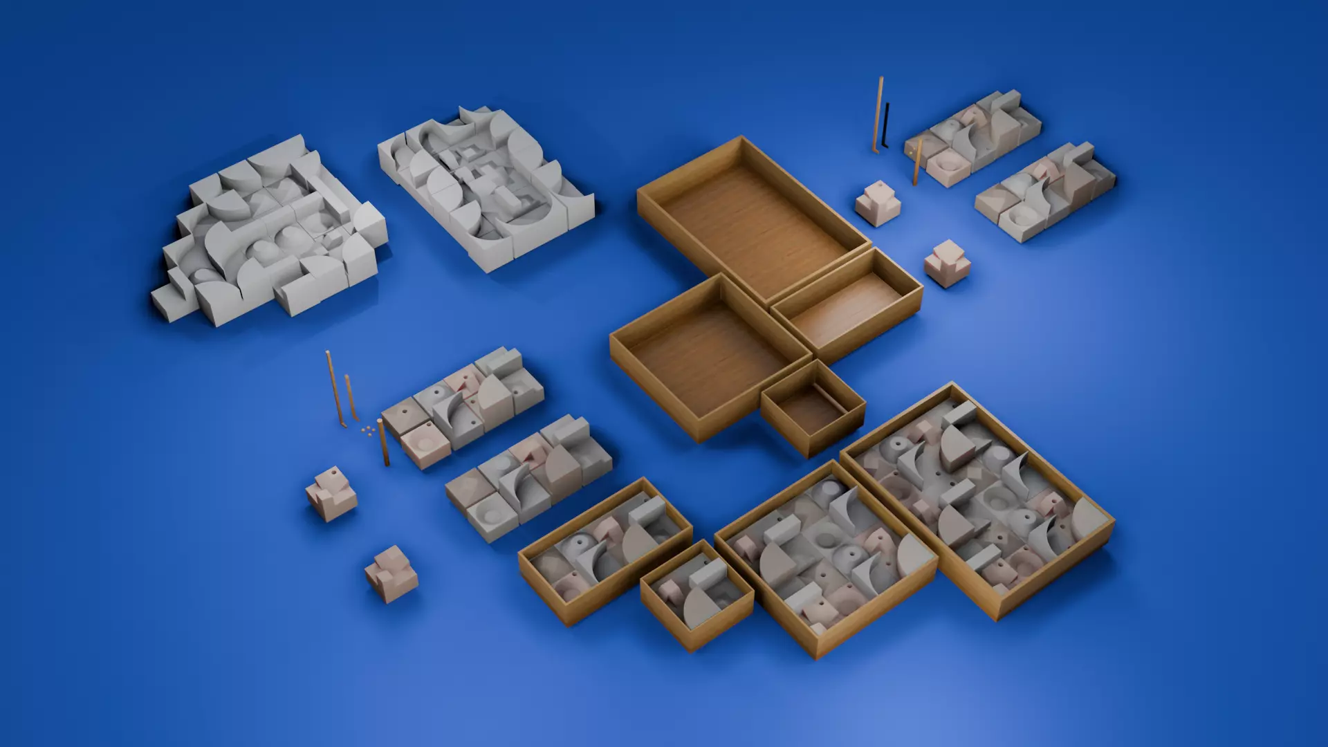 Modular Modern Art Sculpture Concept Golf Creator Kit Low-poly 3D model_0