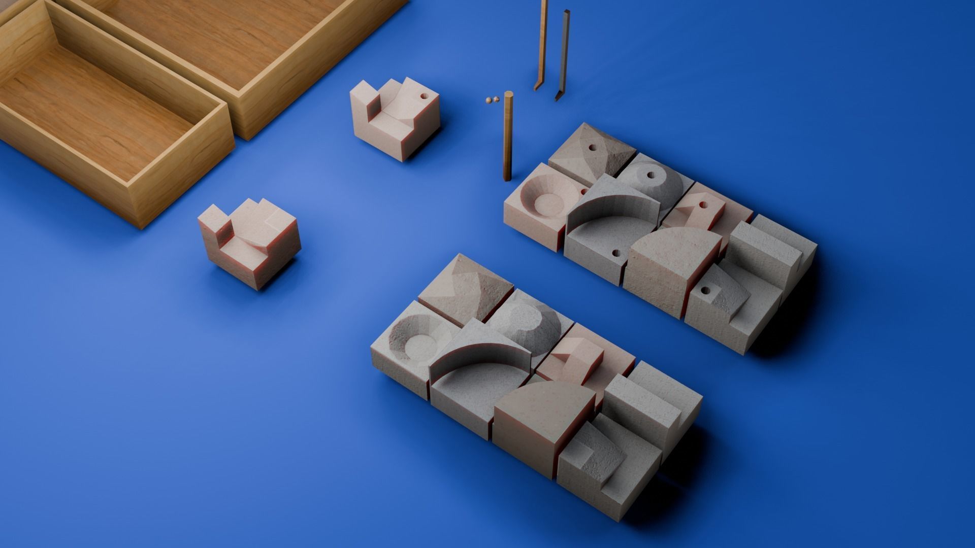 Modular Modern Art Sculpture Concept Golf Creator Kit Low-poly 3D model_13