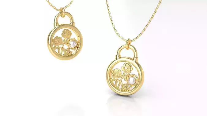 Birthflower Padlock Pendant June 3D print model