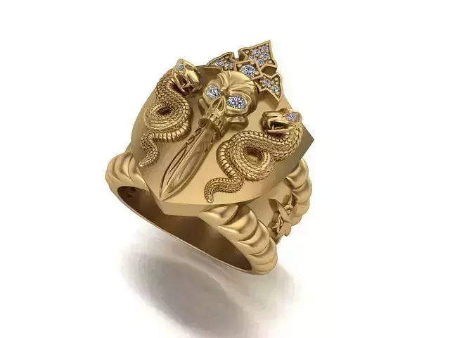 skull snake ring 3D print model