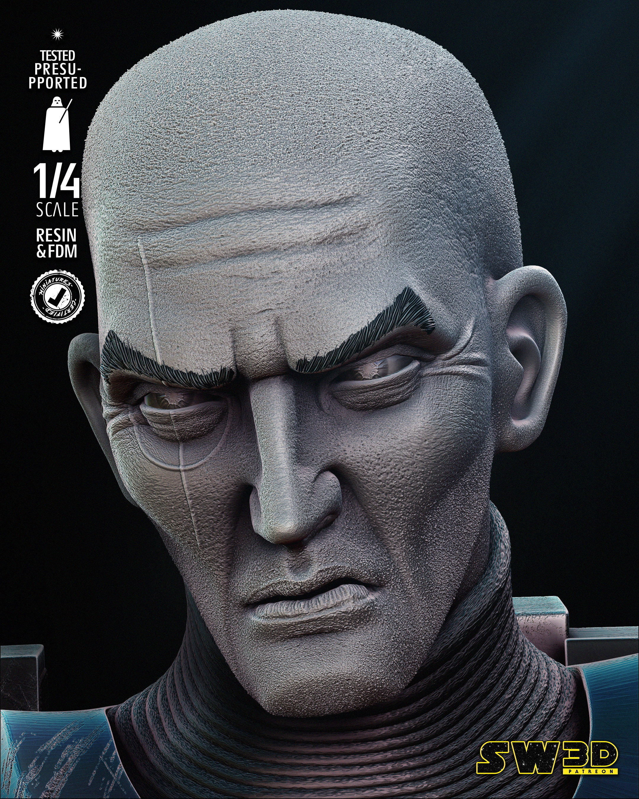 STAR WARS Crosshair Bust Tested for 3D Printing 3D print model_4