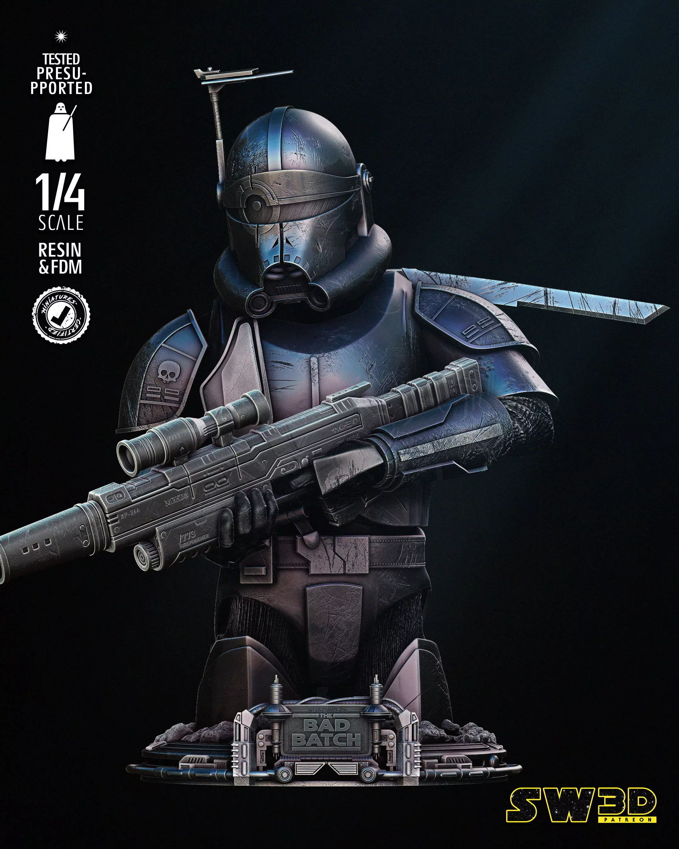 STAR WARS Crosshair Bust Tested for 3D Printing 3D print model_0