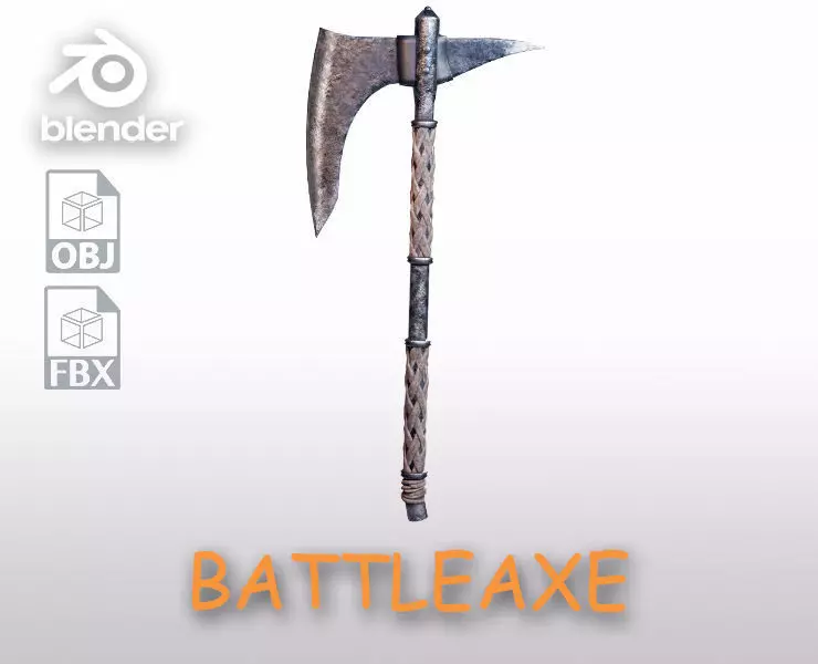 Simple battleaxe for your monster Free low-poly 3D model