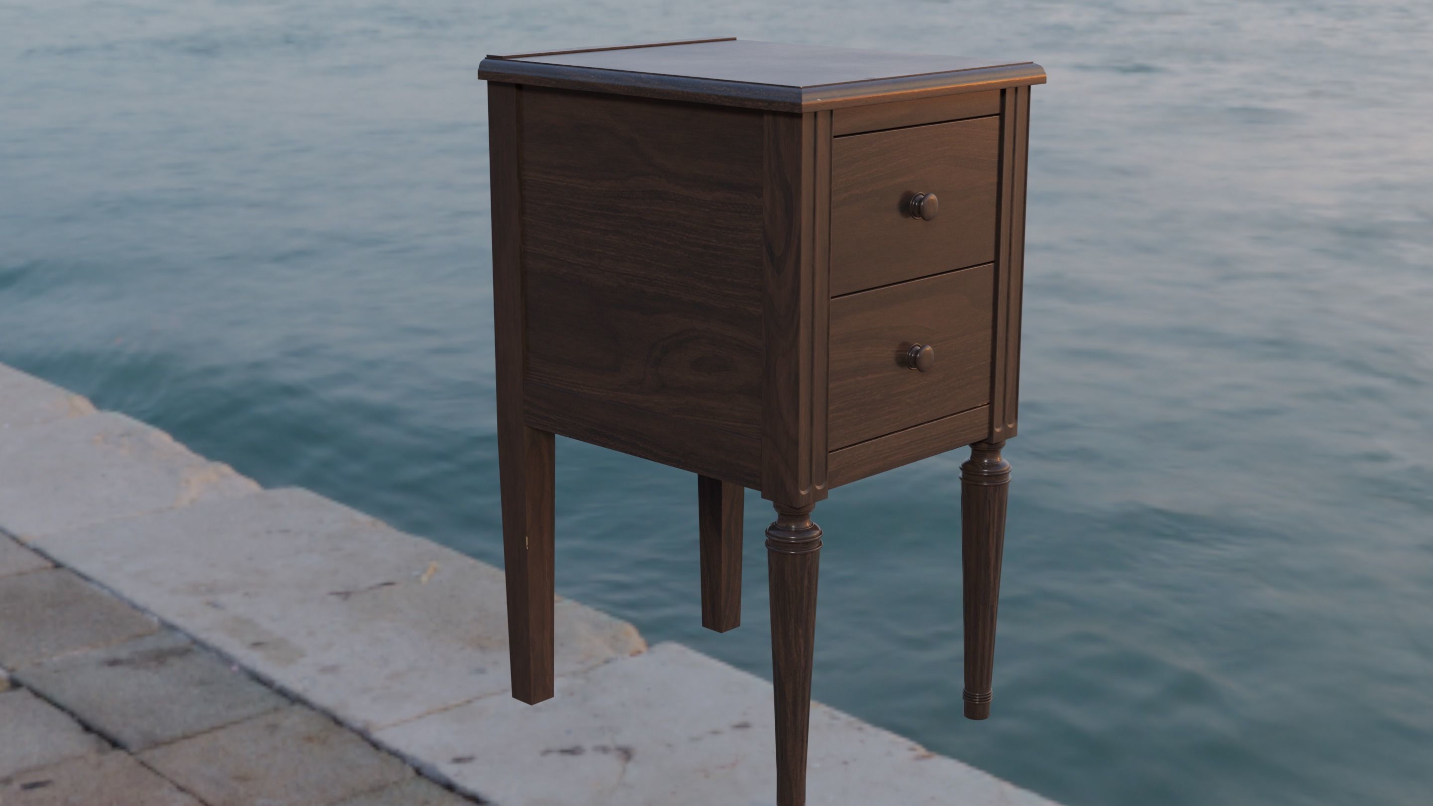 1920s Victorian Nightstand 3D model_5