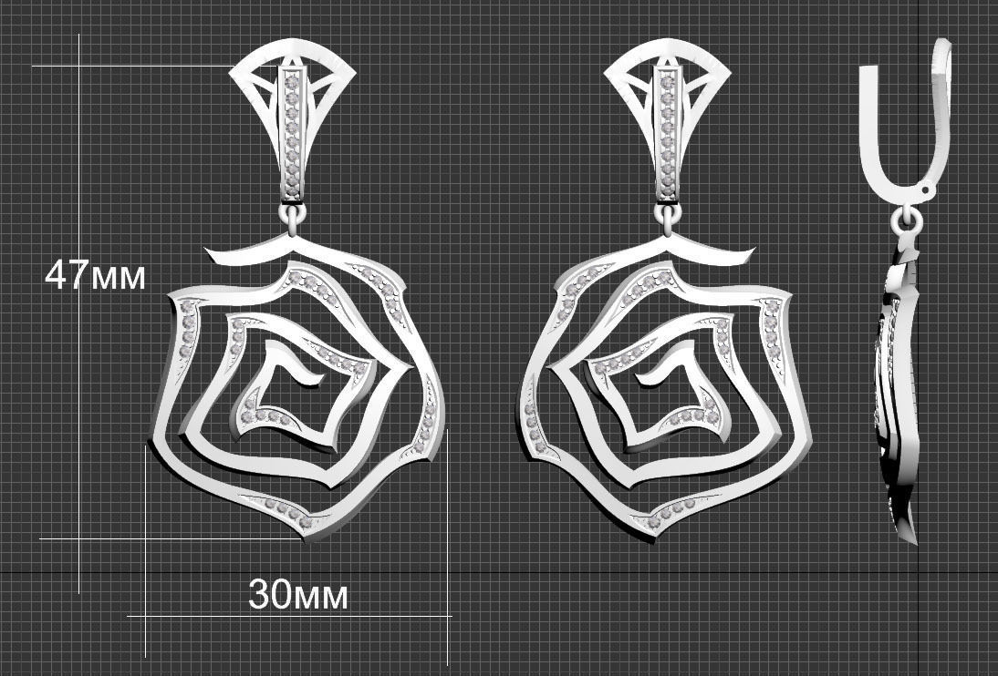 earrings 3D print model_8