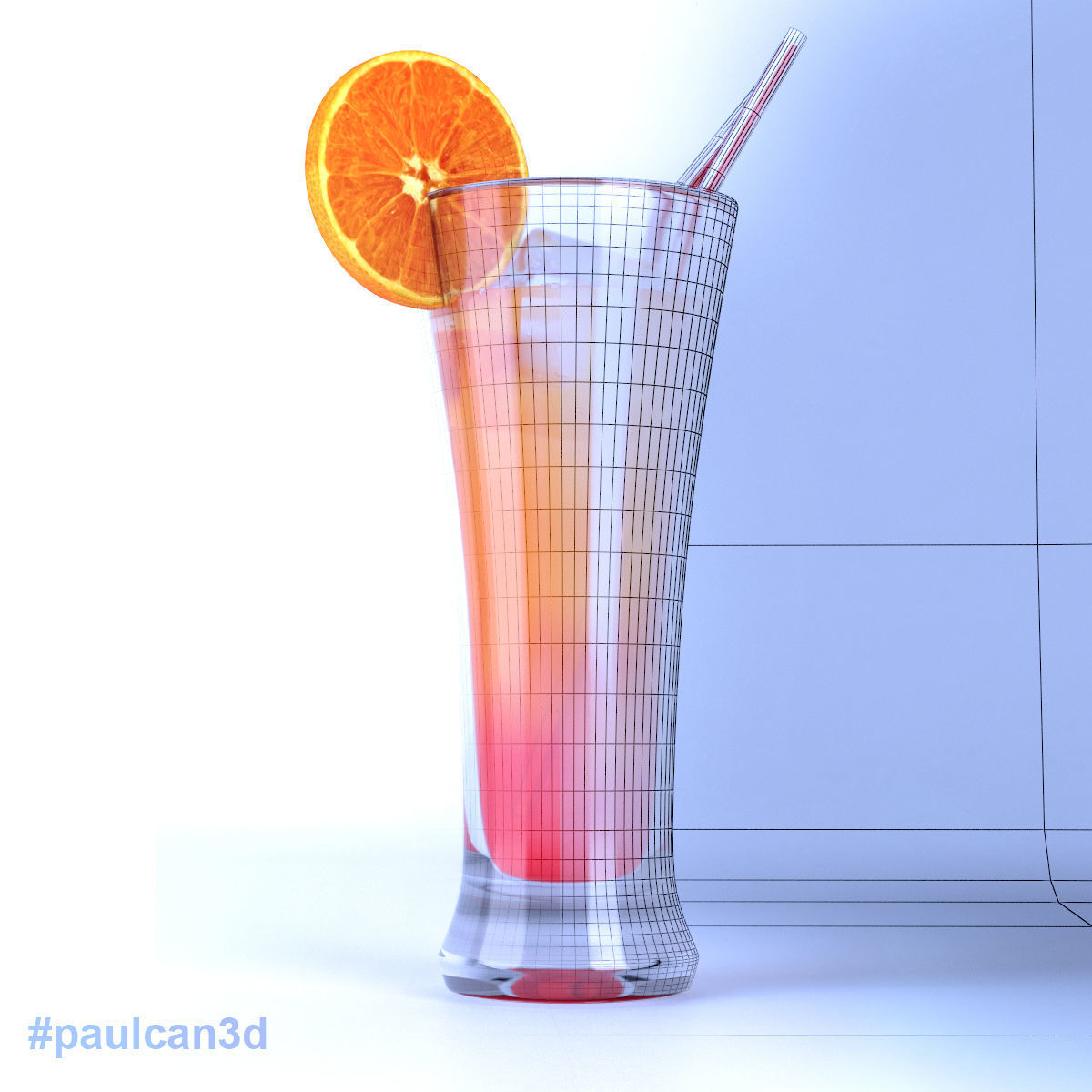 Cocktail Tequila Sunrise 3D model_1