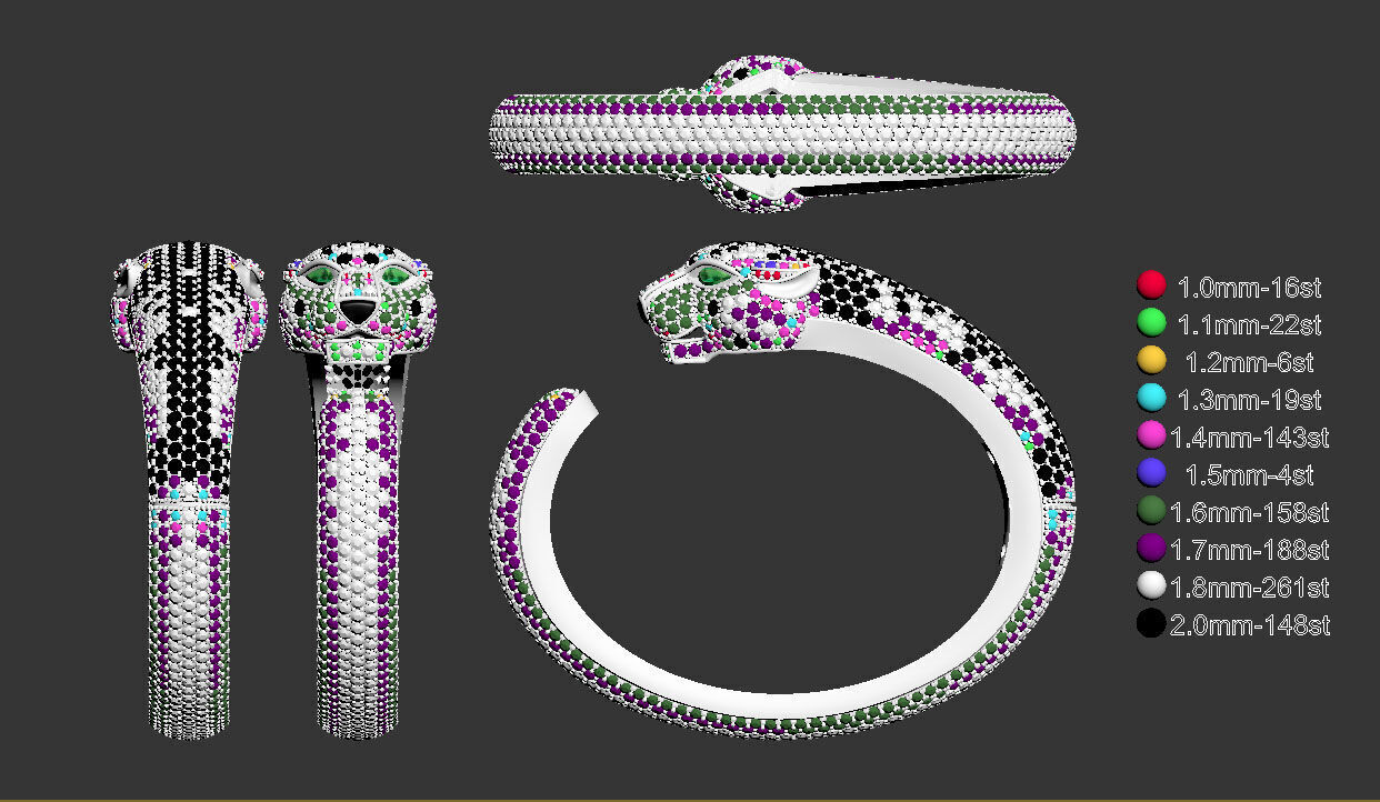 bracelet panther 3D print model_10