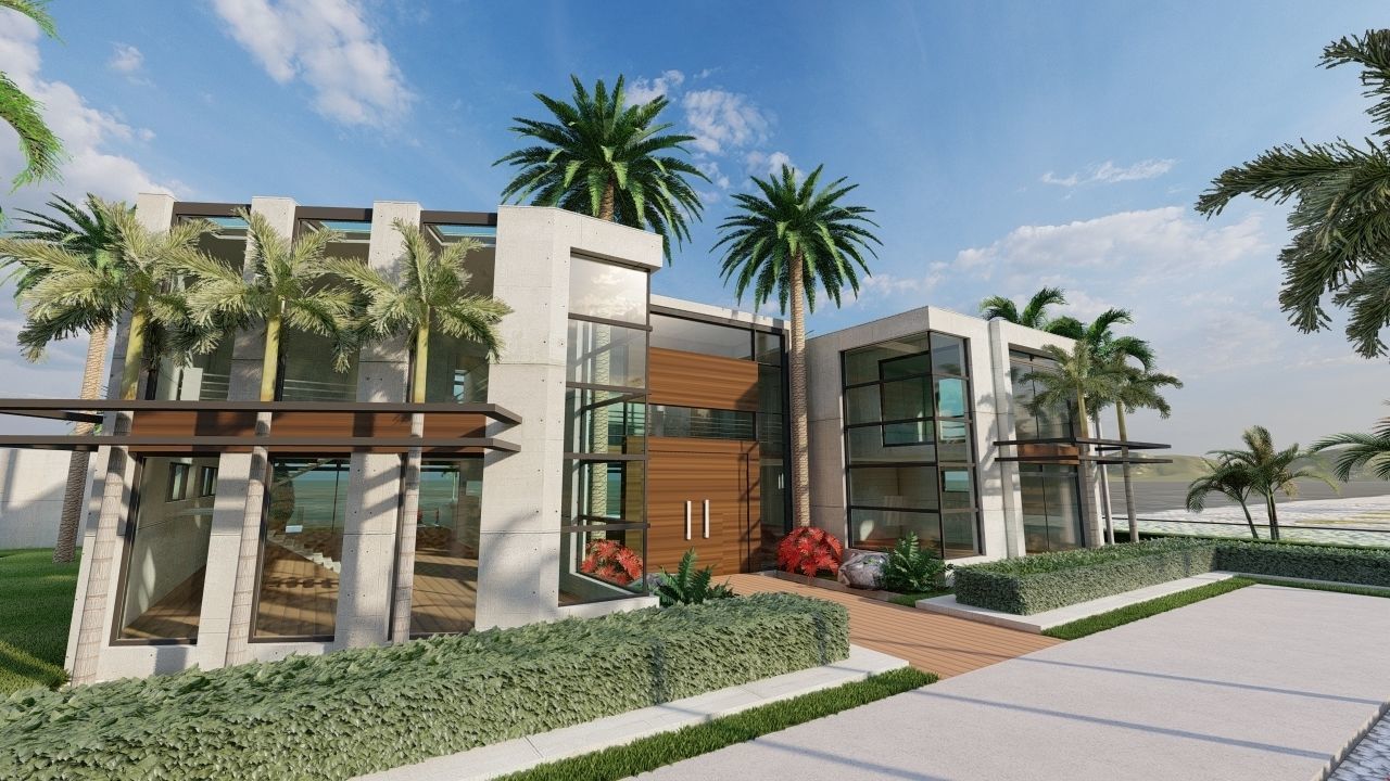 Casa Scene-villa-modern house 3D model_12