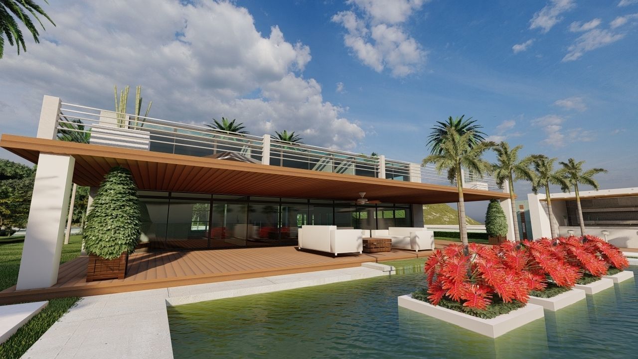 Casa Scene-villa-modern house 3D model_16