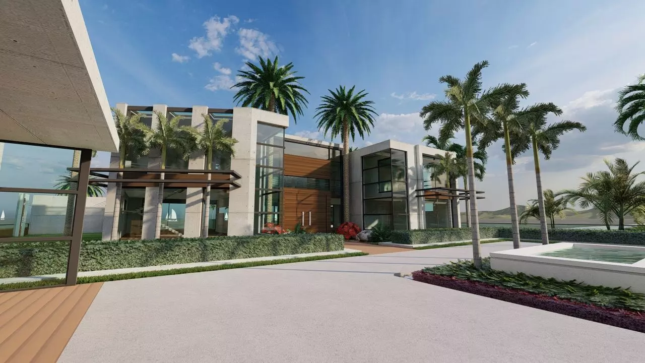 Casa Scene-villa-modern house 3D model_0