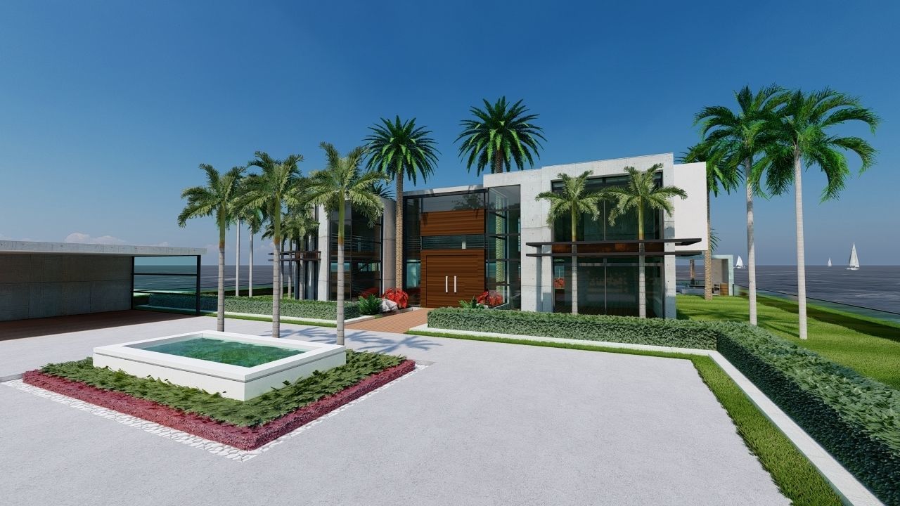 Casa Scene-villa-modern house 3D model_2