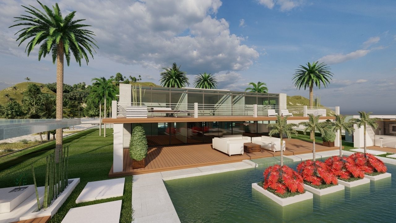 Casa Scene-villa-modern house 3D model_8