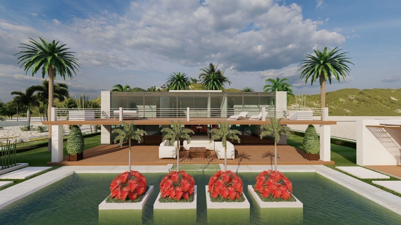 Casa Scene-villa-modern house 3D model_1