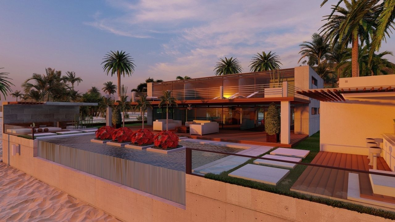 Casa Scene-villa-modern house 3D model_6