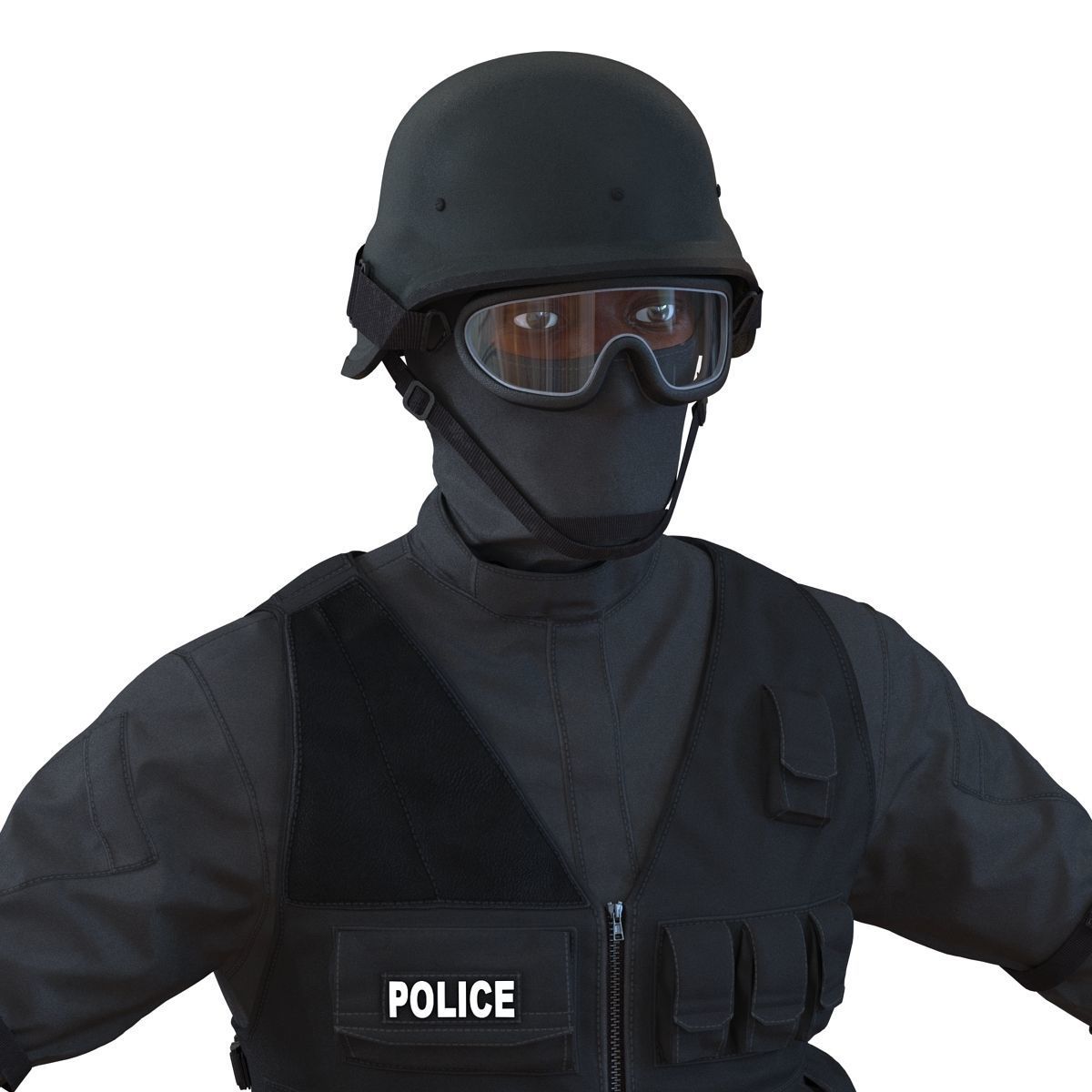 SWAT Officer Afro American 3D model