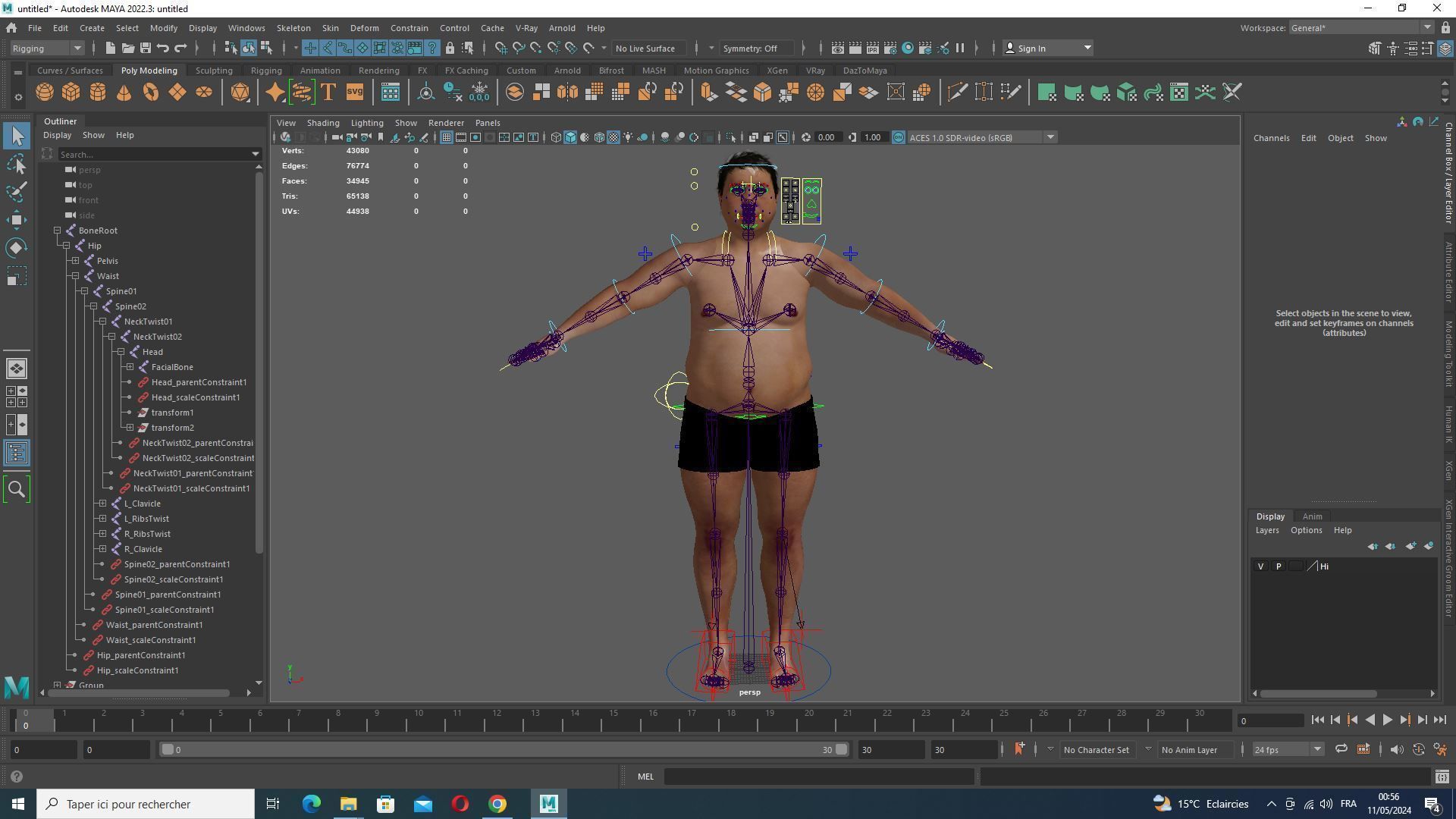 Realistic Asian Fat Man  Low-poly 3D model_19
