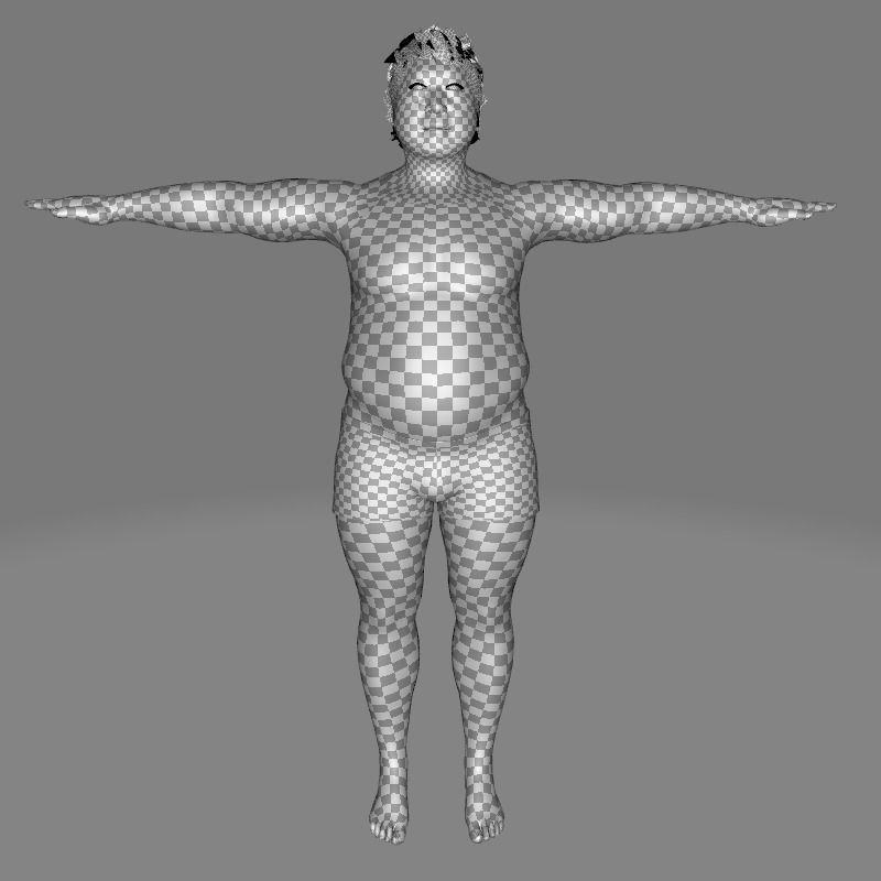 Realistic Asian Fat Man  Low-poly 3D model_24