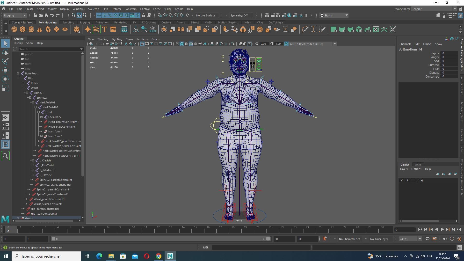 Realistic Asian Fat Man  Low-poly 3D model_21