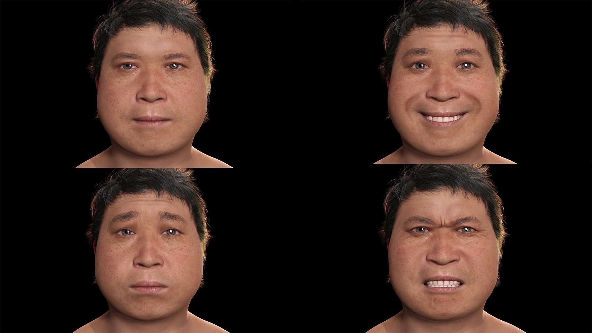 Realistic Asian Fat Man  Low-poly 3D model_2