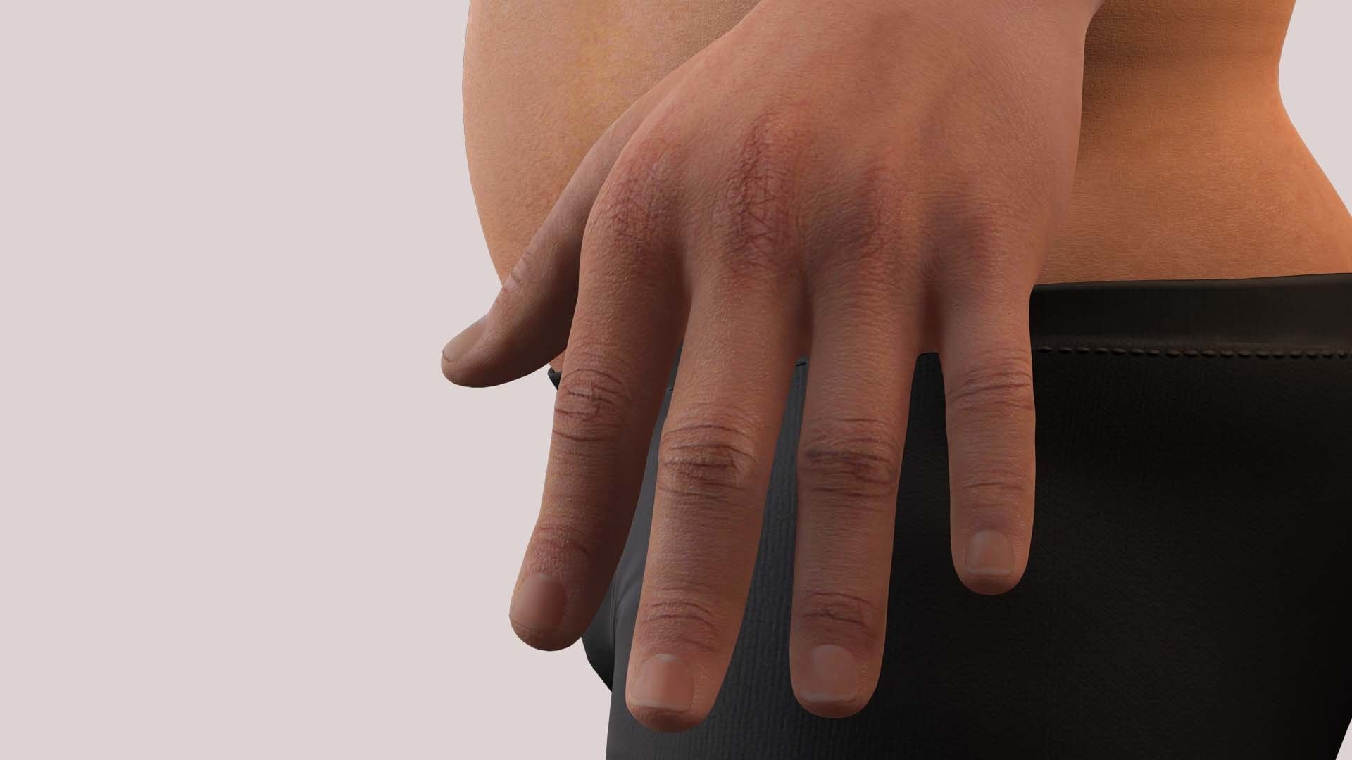 Realistic Asian Fat Man  Low-poly 3D model_10