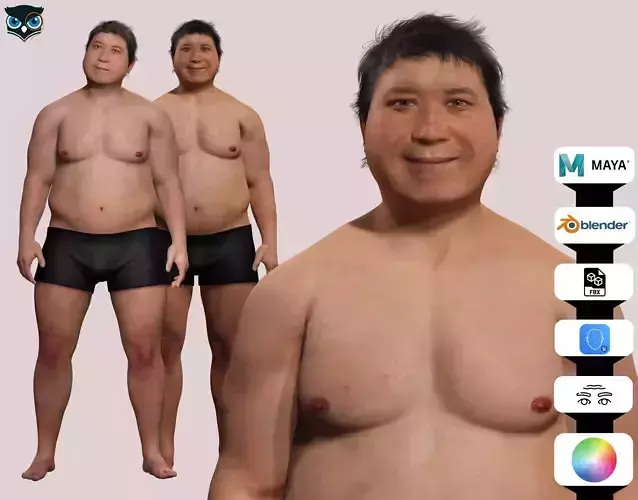 Realistic Asian Fat Man 