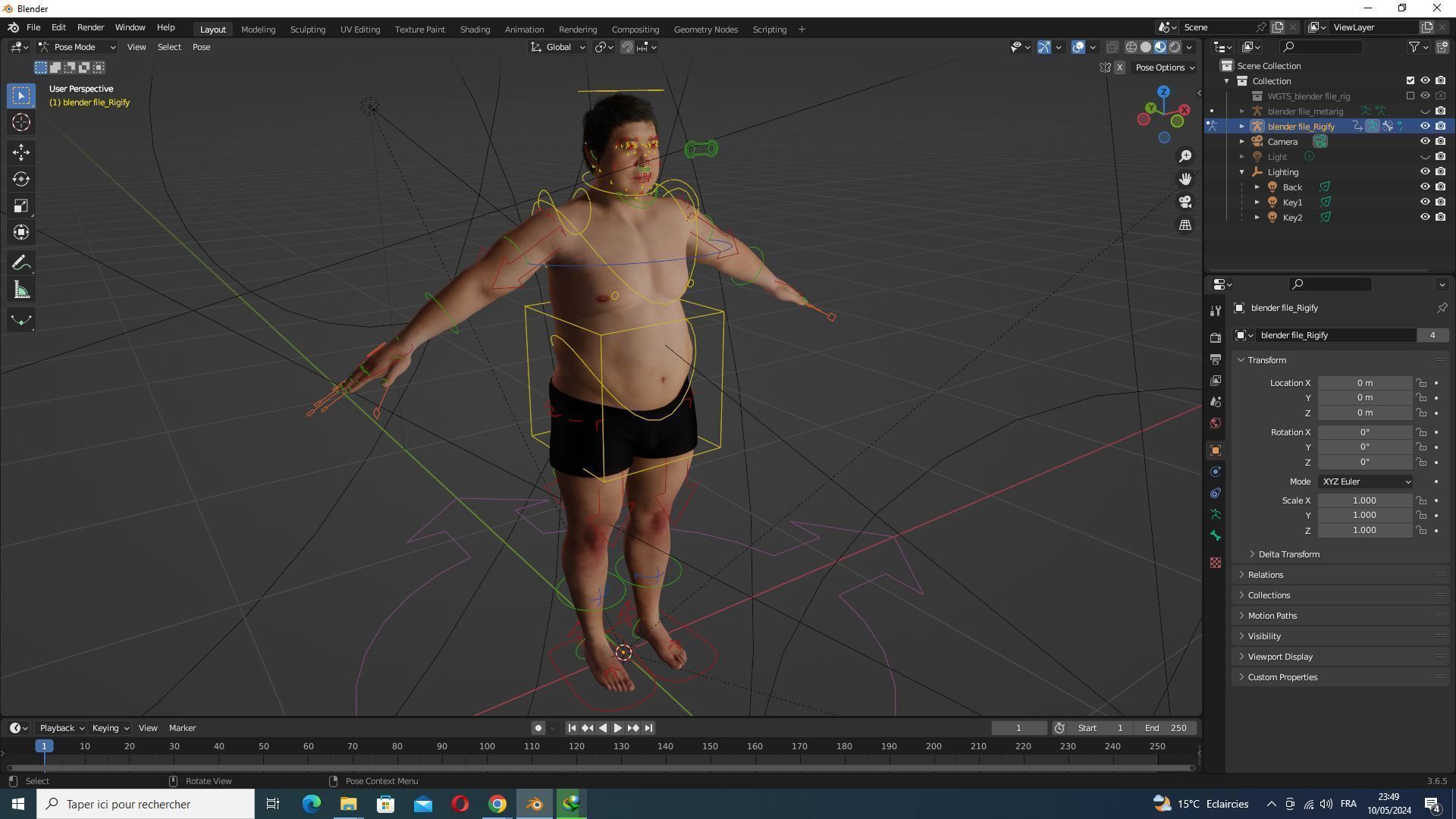 Realistic Asian Fat Man  Low-poly 3D model_15