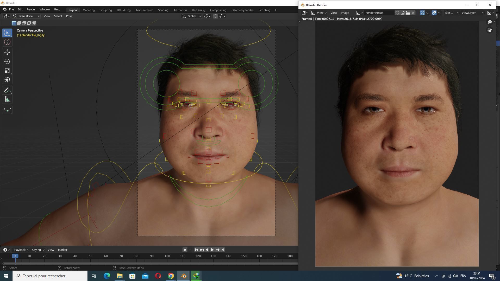 Realistic Asian Fat Man  Low-poly 3D model_17