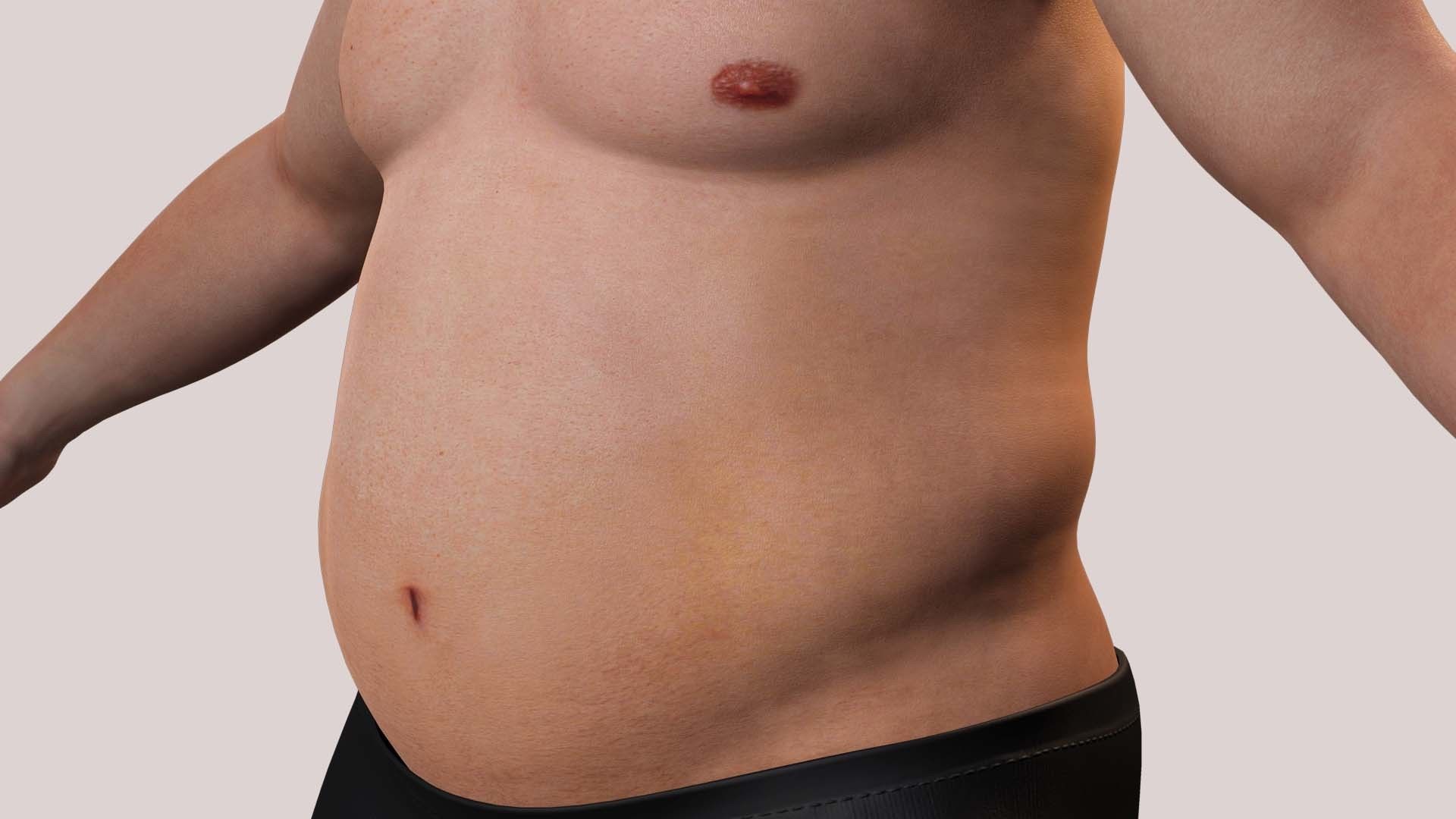 Realistic Asian Fat Man  Low-poly 3D model_9