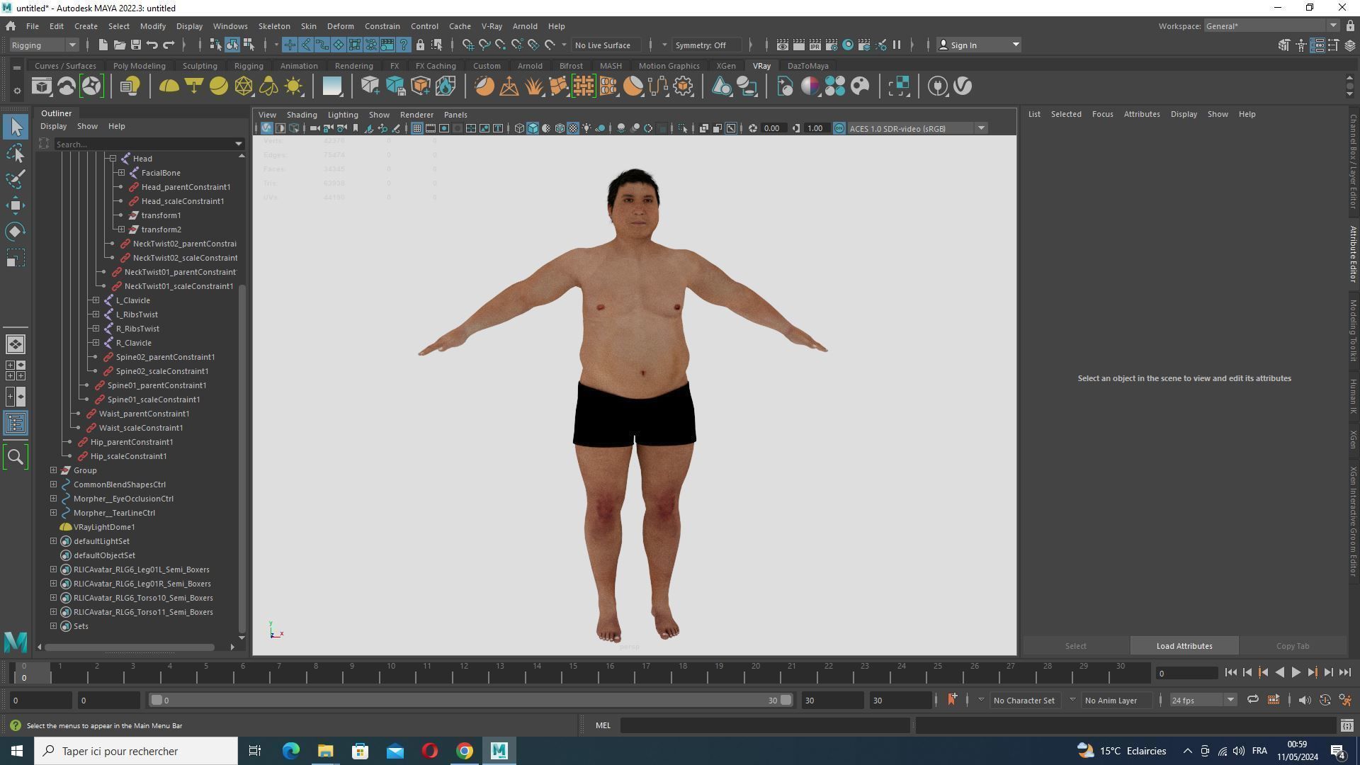 Realistic Asian Fat Man  Low-poly 3D model_23
