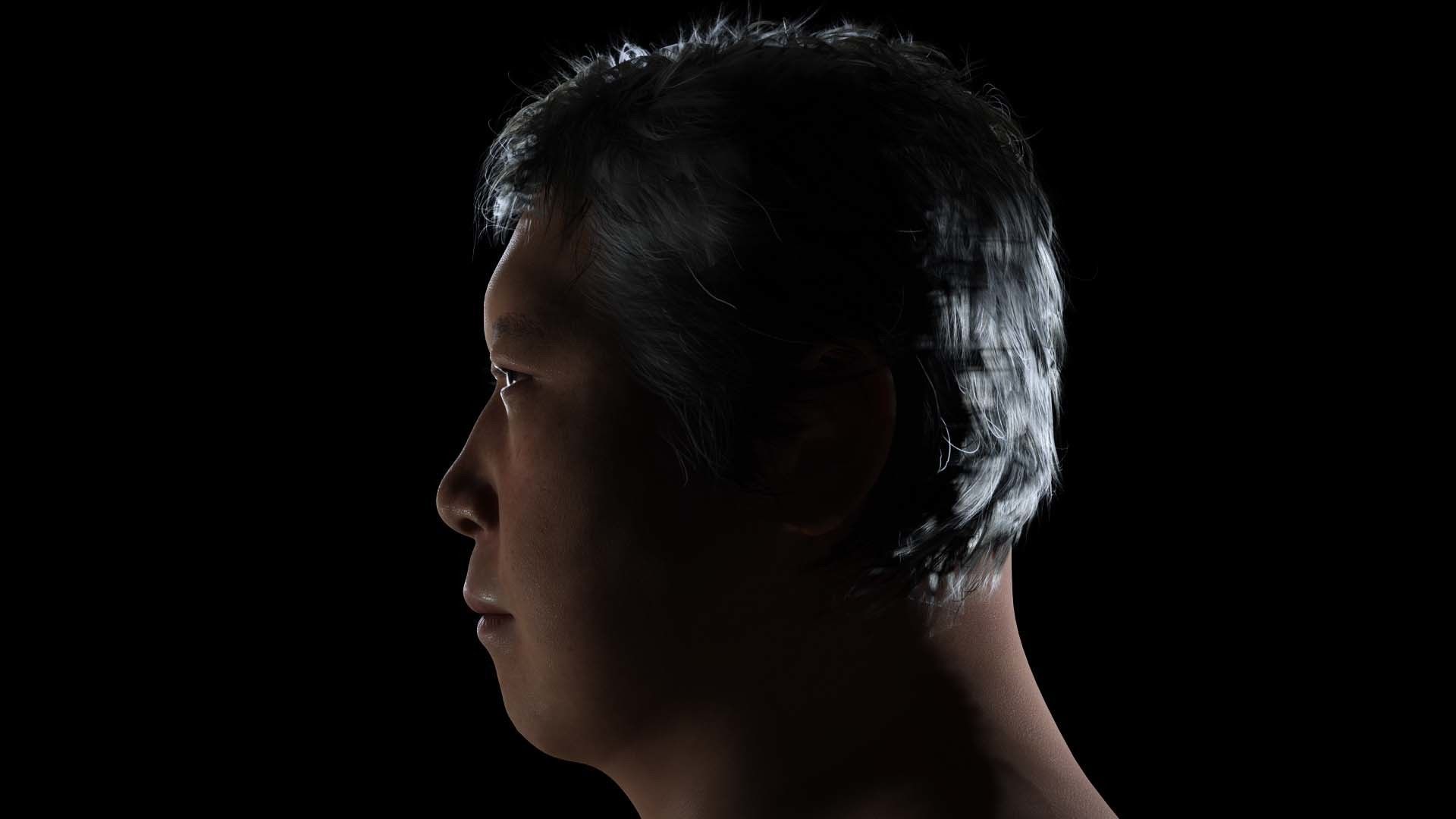 Realistic Asian Fat Man  Low-poly 3D model_7